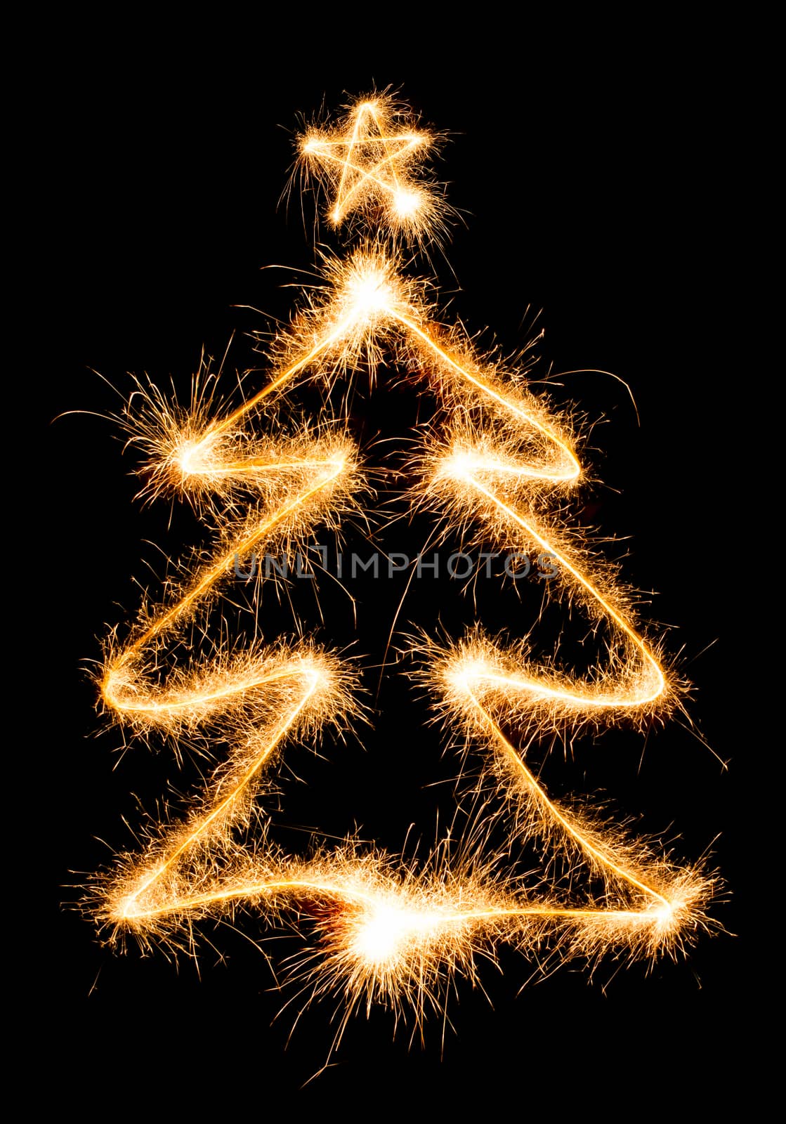 Christmas tree made by sparkler on a black by vlad_star