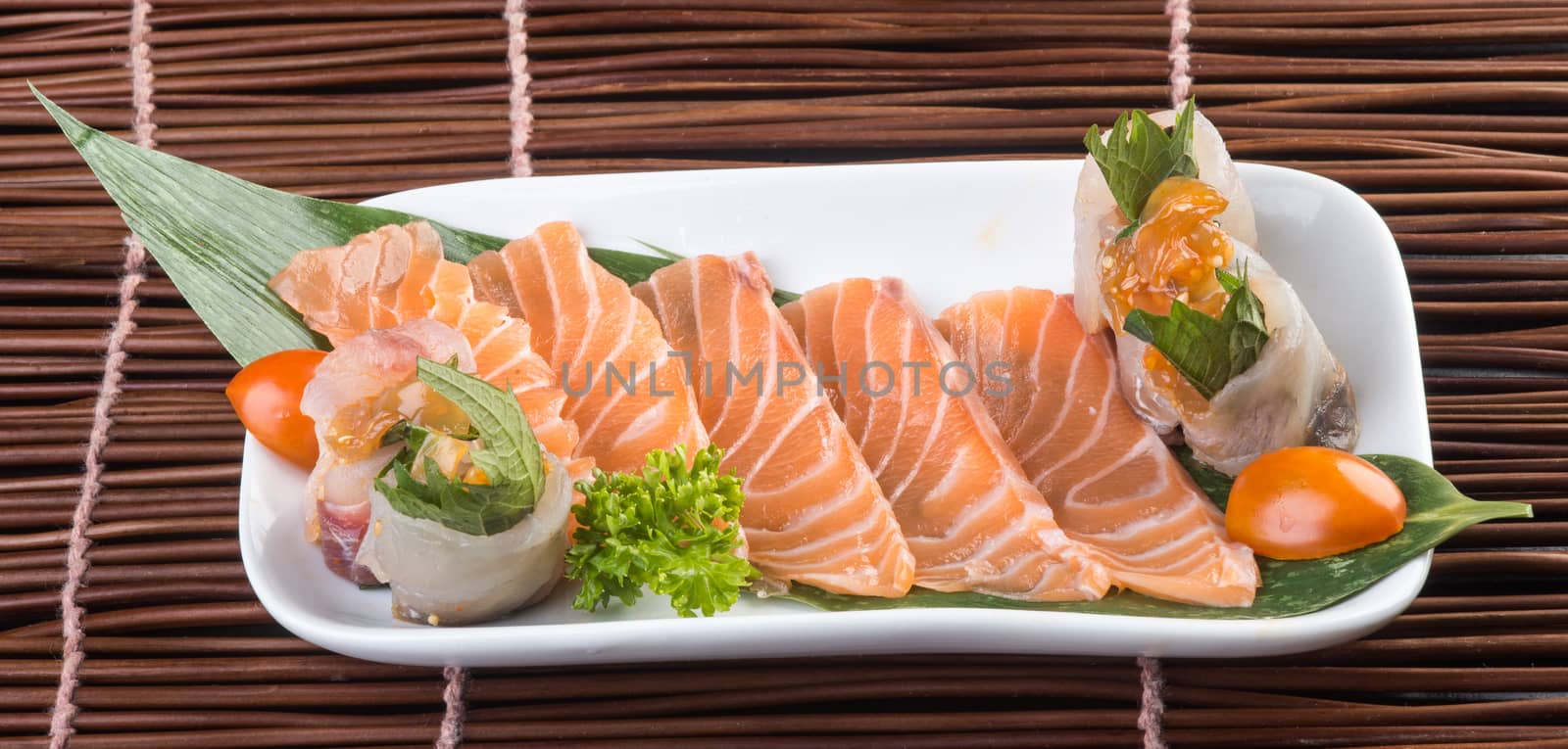 japanese cuisine. sashimi on background