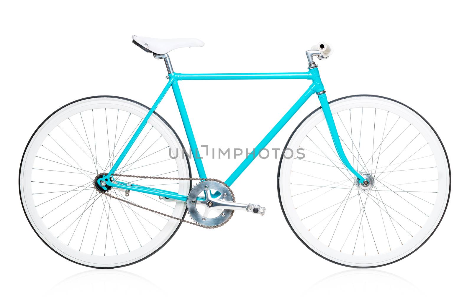 Stylish womens blue bicycle isolated on white by vlad_star