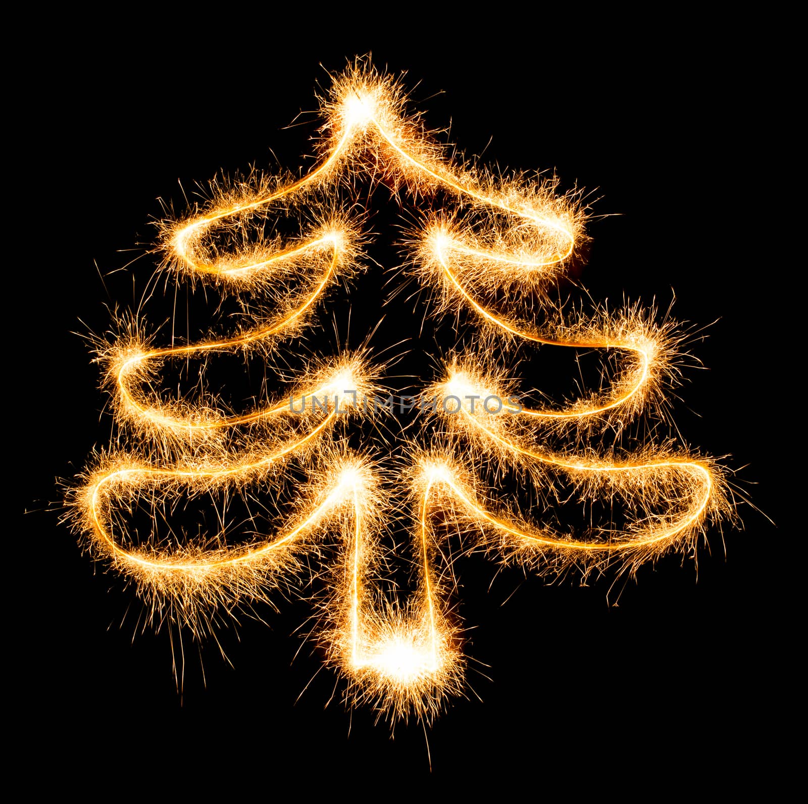 Christmas tree made by sparkler on a black by vlad_star