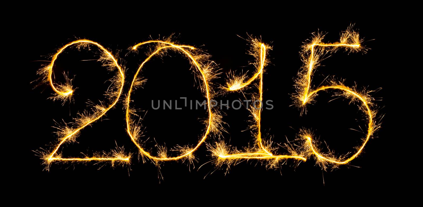 Happy New Year - 2015 with sparklers on black