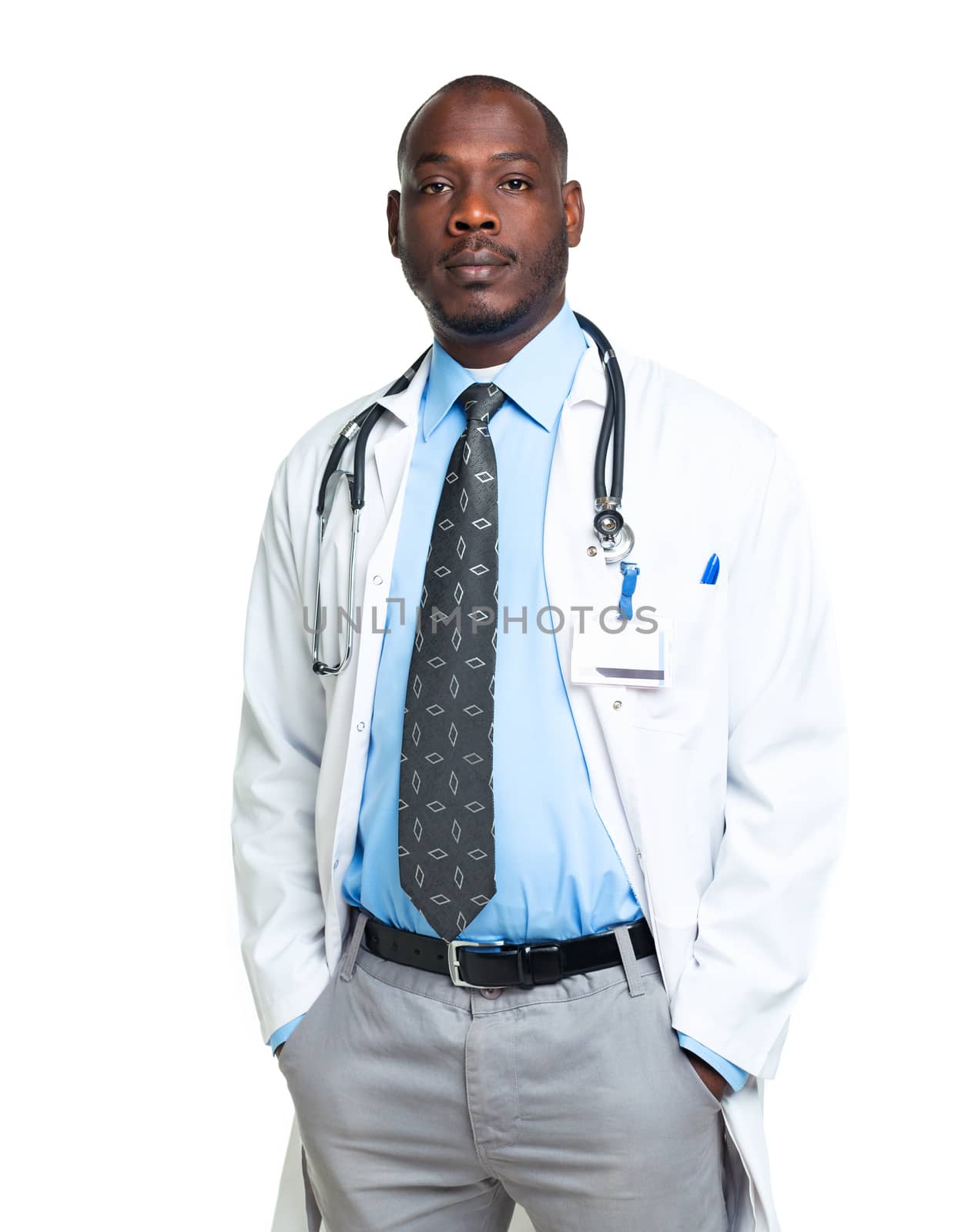 Portrait of a male doctor on white background