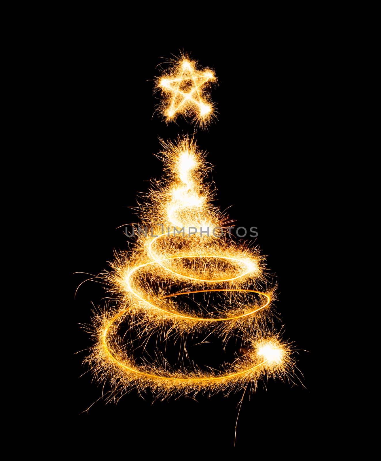 Christmas tree made by sparkler on a black by vlad_star