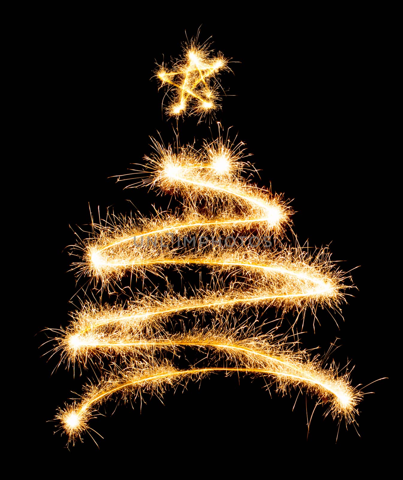 Christmas tree made by sparkler on a black by vlad_star