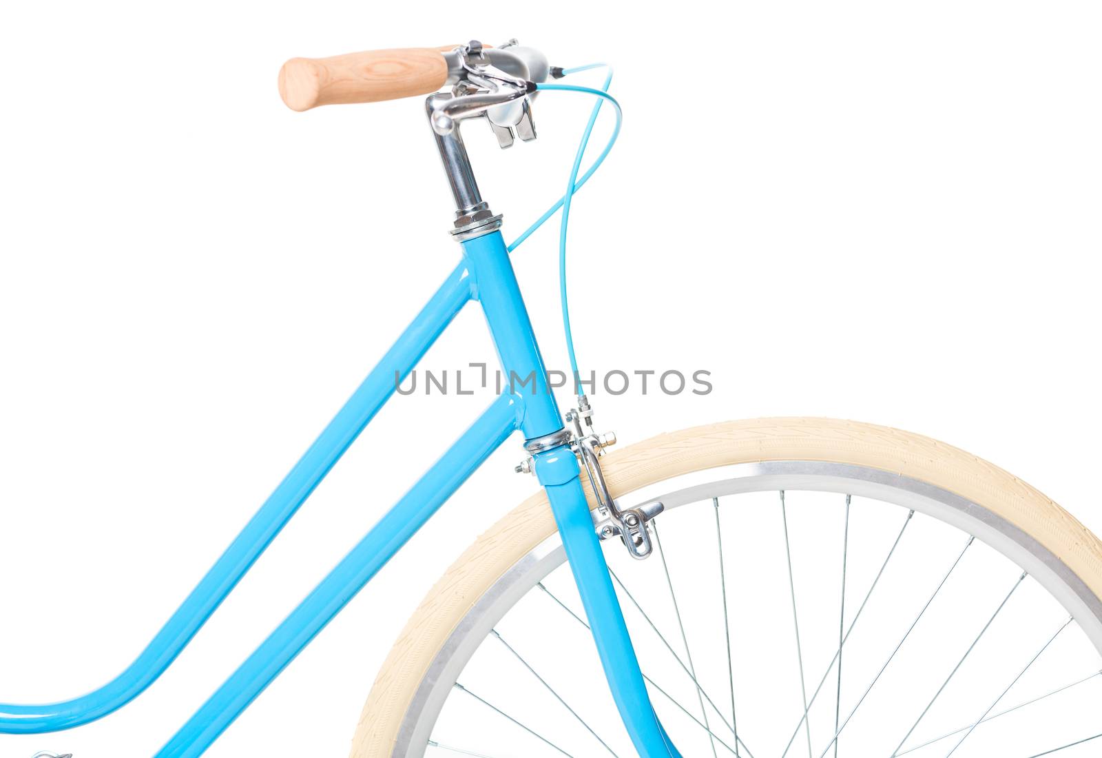 Stylish womens blue bicycle isolated on white by vlad_star