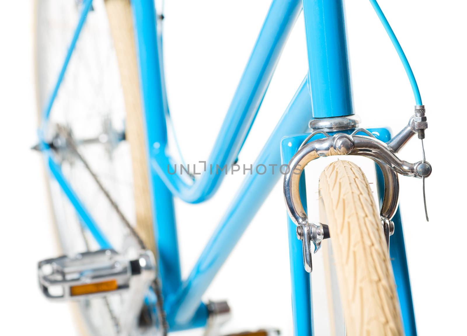 Stylish womens blue bicycle isolated on white by vlad_star