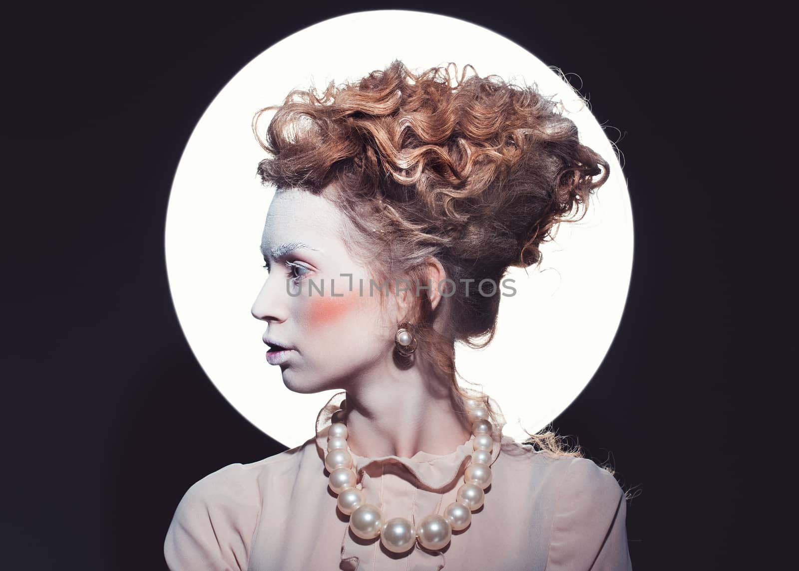 Beauty and fashion portrait in style of Maria Antuanetta