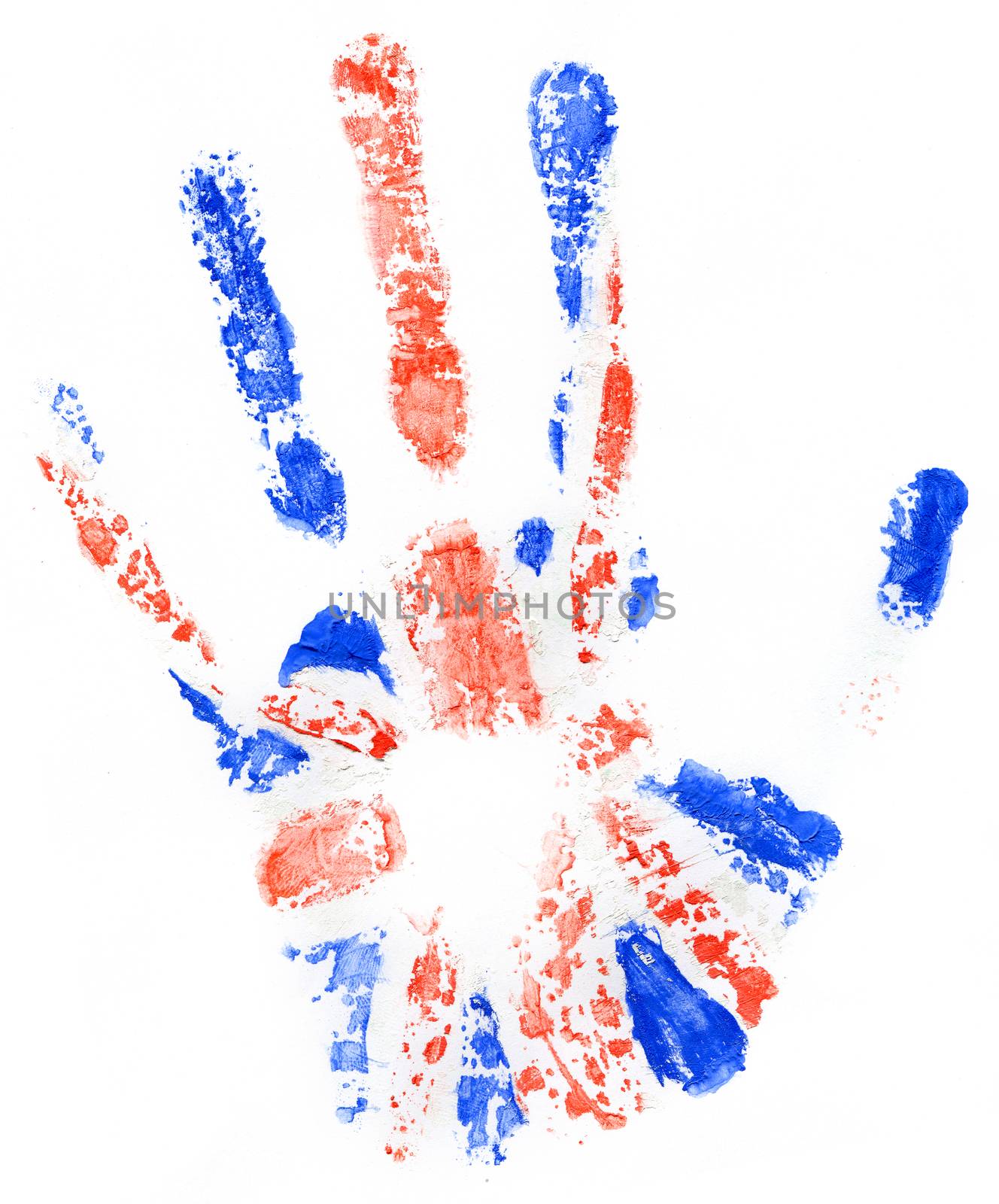 Handprint of a Great Britan flag on a white by vlad_star