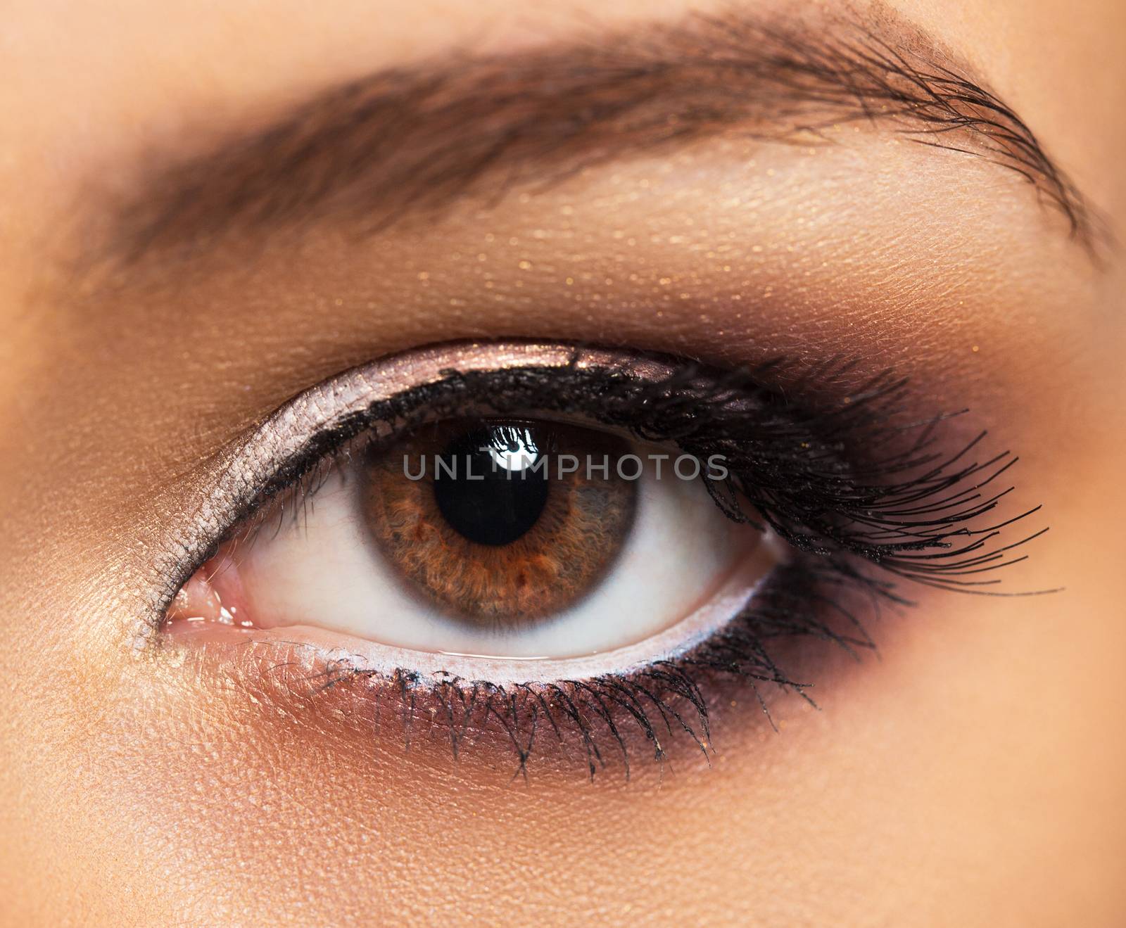 Closeup of beautiful eye with glamorous makeup by vlad_star