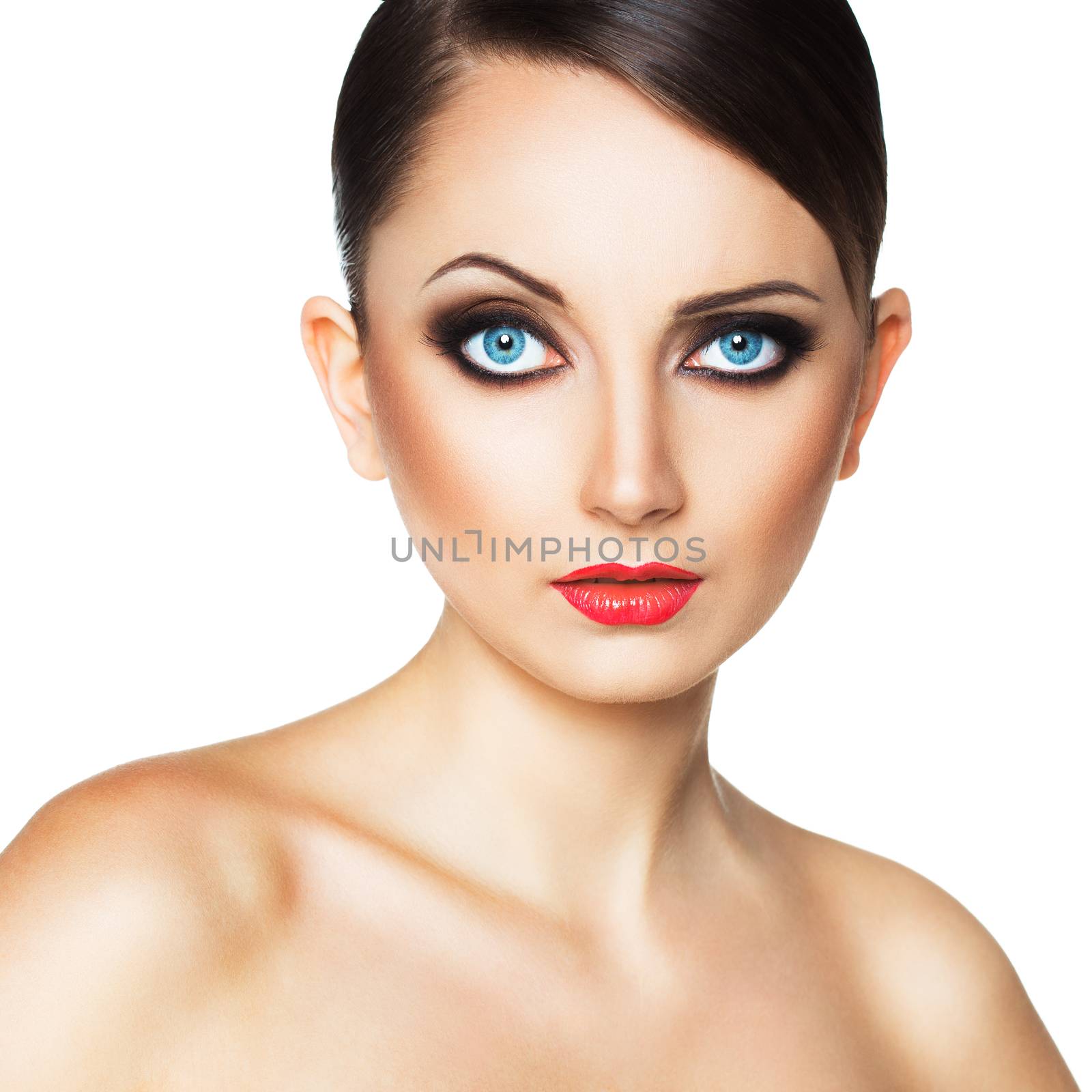 Portrait of a beautiful woman with a glamorous retro makeup by vlad_star