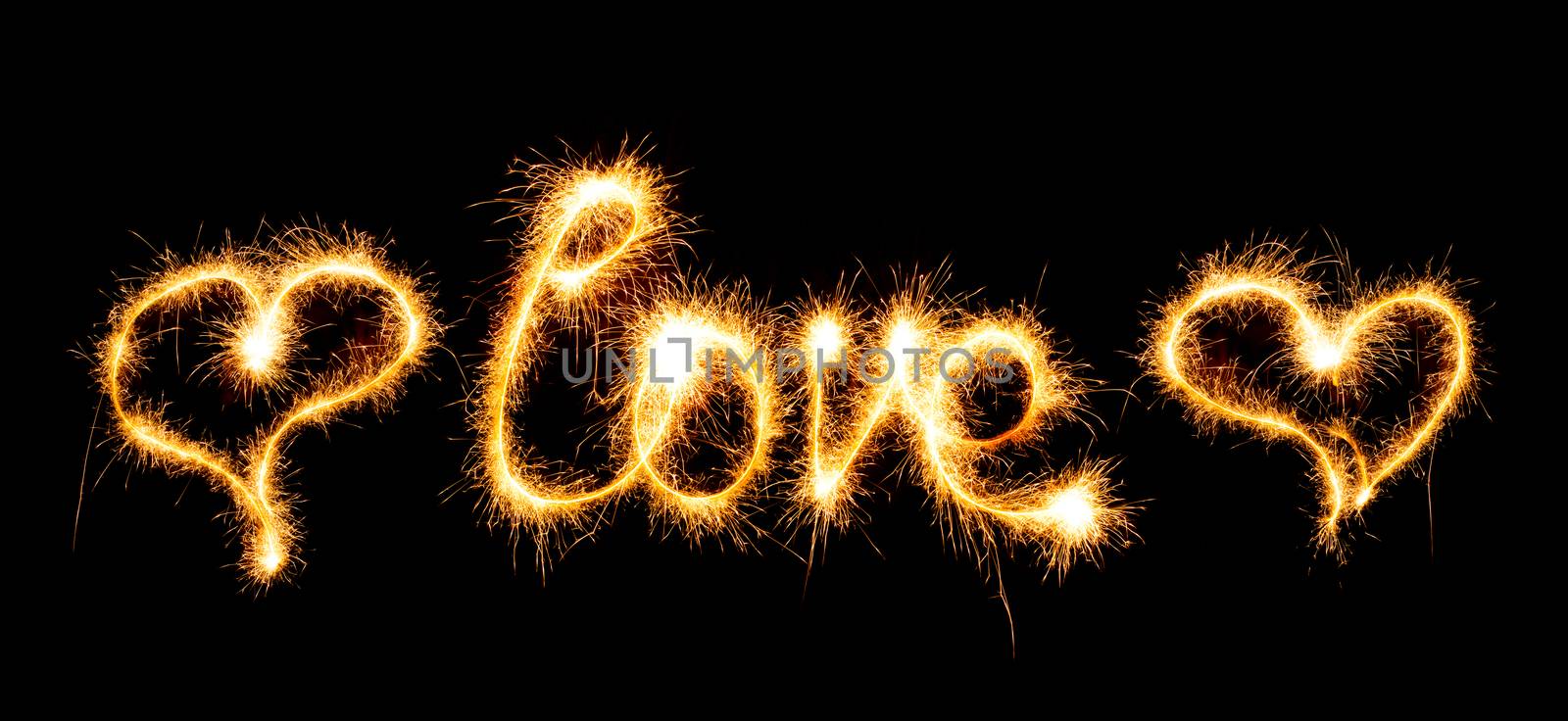 Valentines Day - Love made a sparkler on black by vlad_star