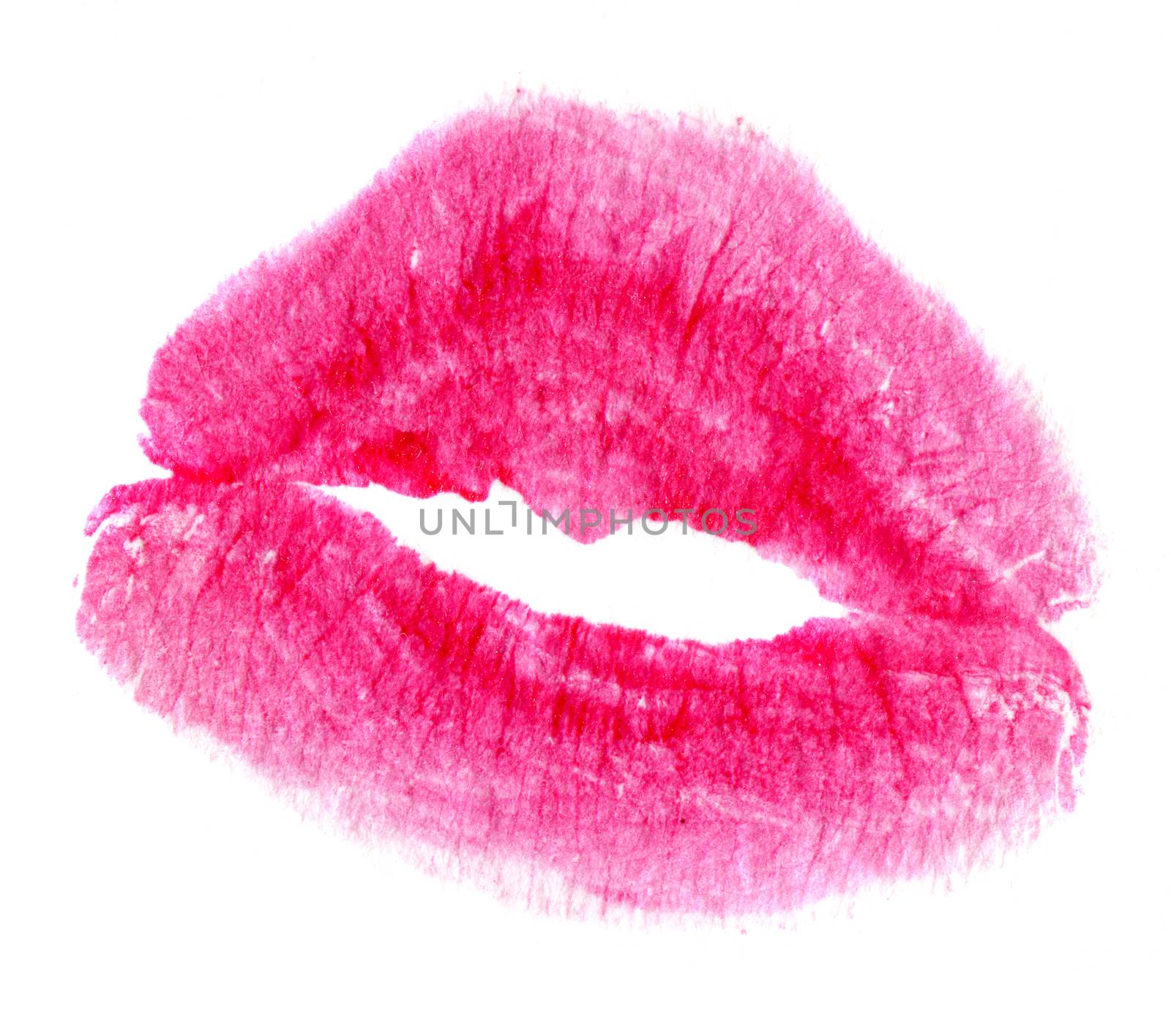 Woman's kiss stamp on a white background