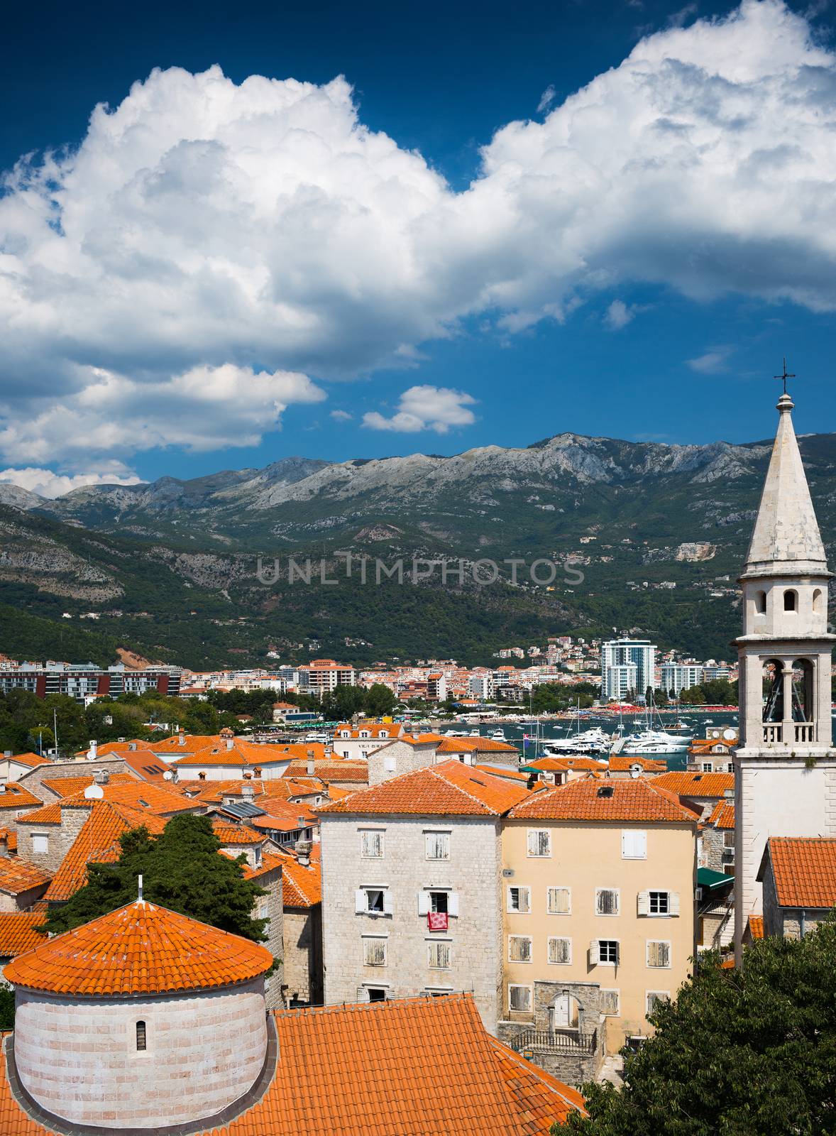 View on old town of Budva. Montenegro, Balkans, Europe