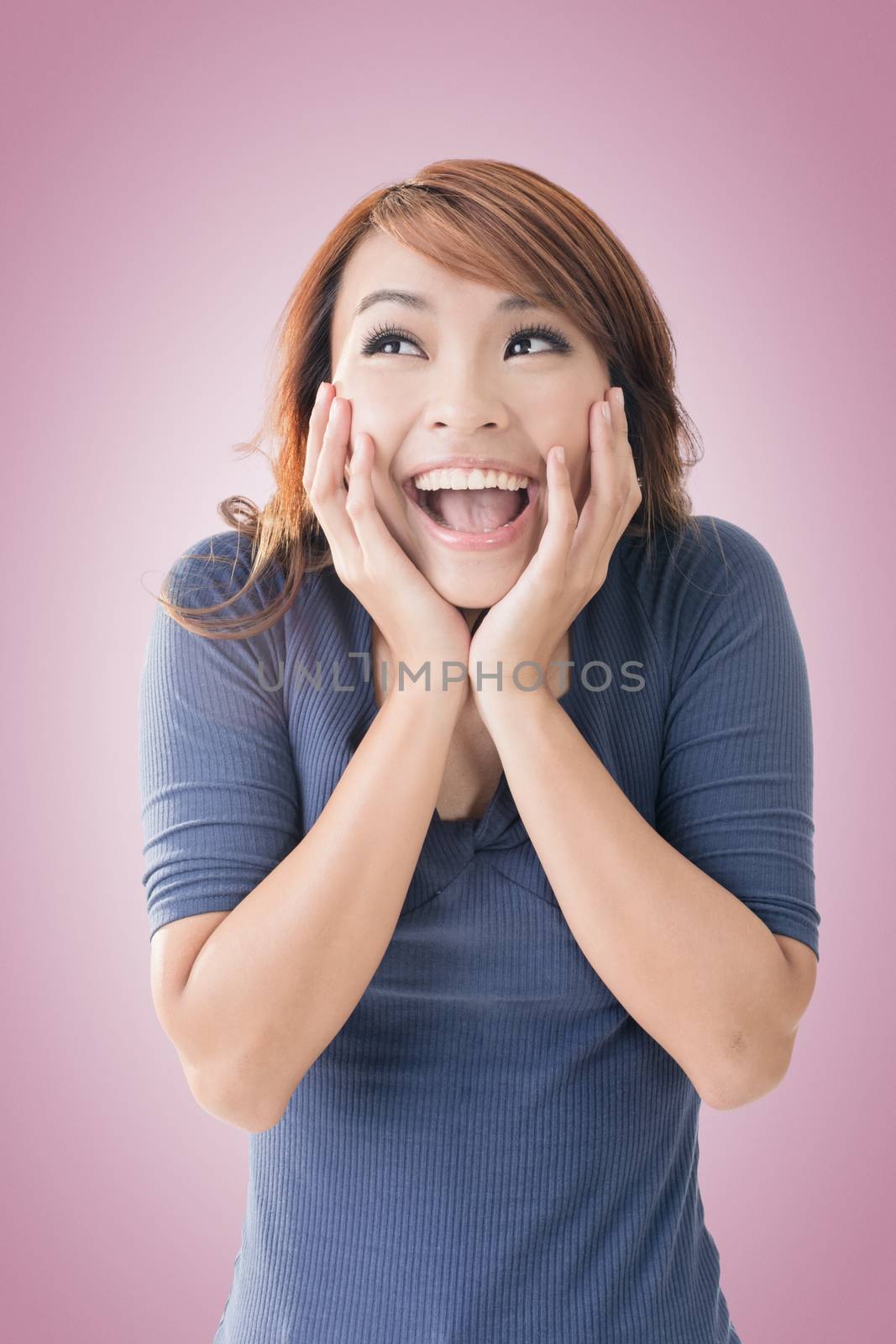 happy Asian girl face by elwynn