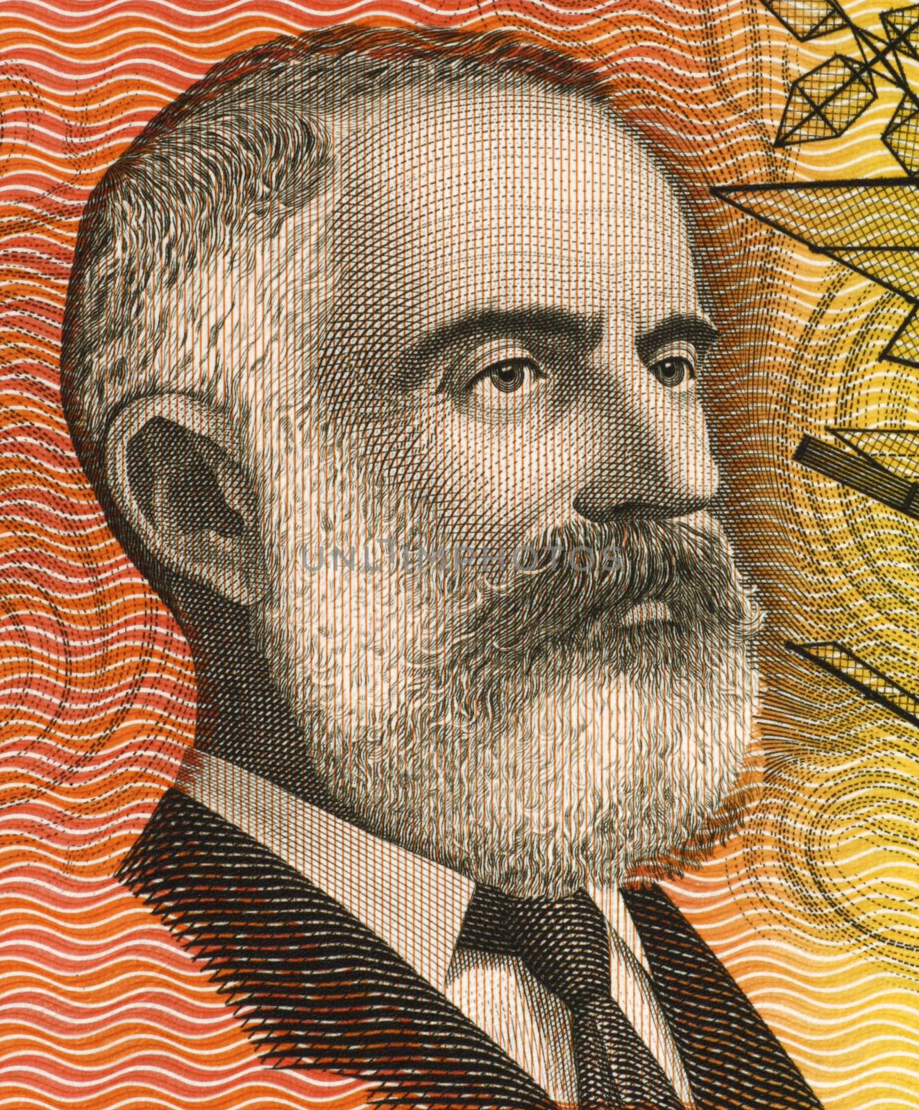 Lawrence Hargrave (1850-1915) on 20 Dollars 1974 banknote from Australia. Engineer, explorer, astronomer, inventor and aeronautical pioneer.