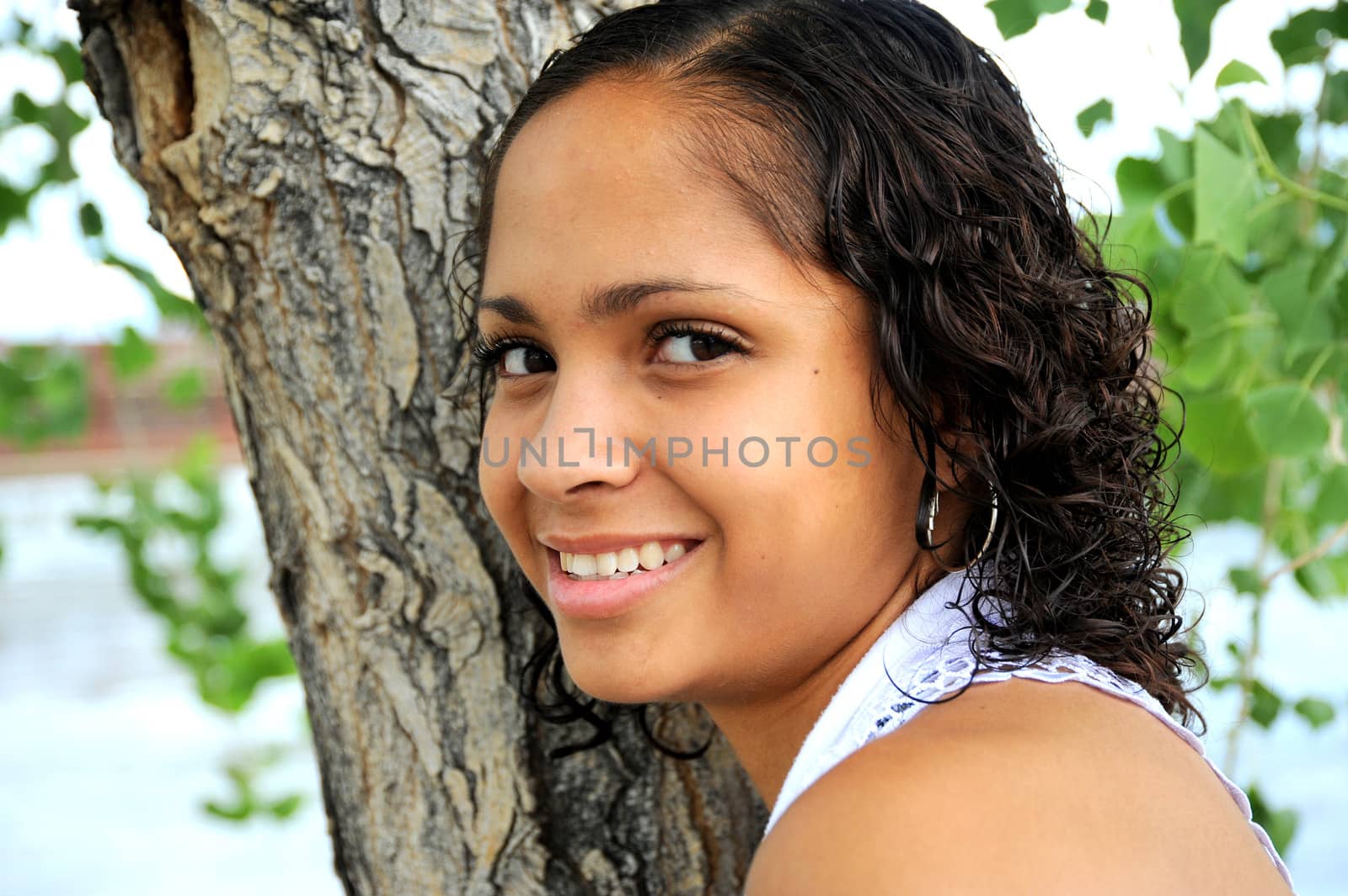 African american female beauty expressions outside.