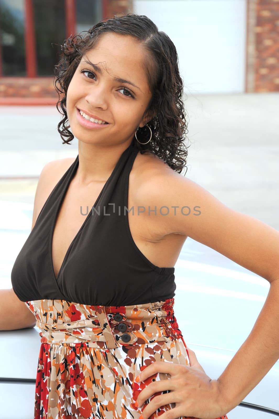 African american female beauty expressions outside.