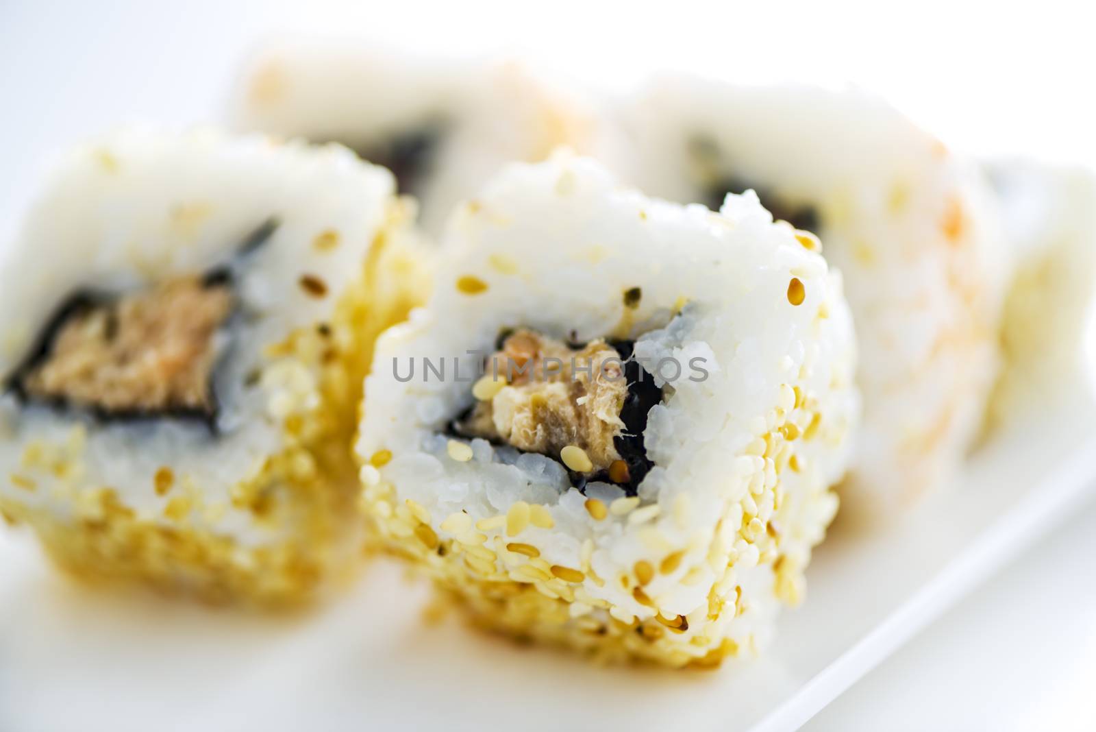 Japanese Cuisine - Sushi Roll with tuna and sesame seed
