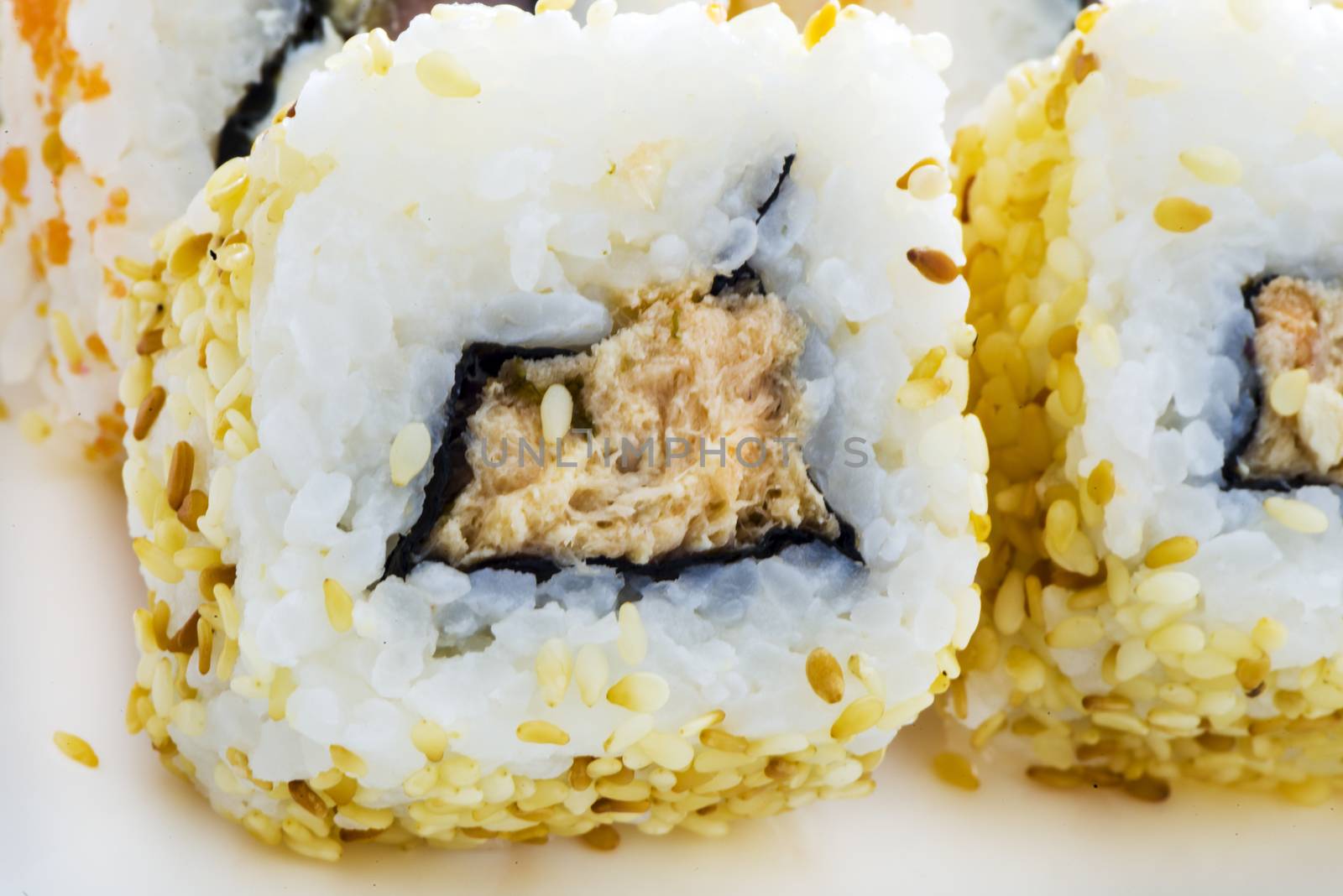 Japanese Cuisine - Sushi Roll with tuna and sesame seed