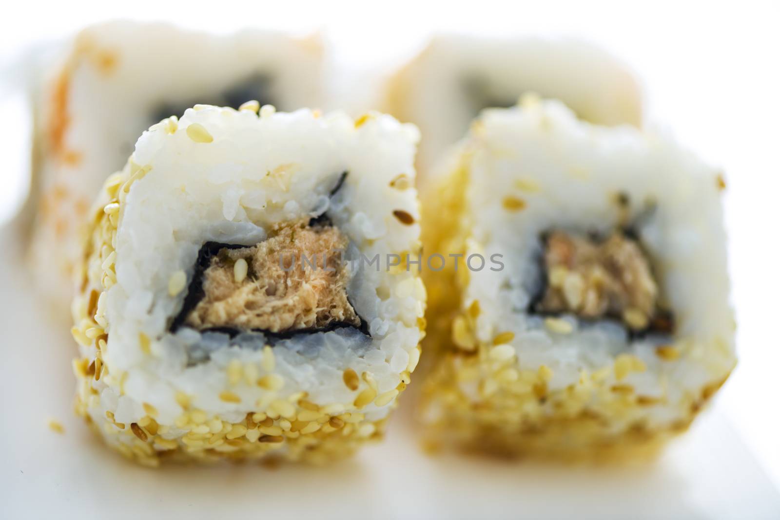 Japanese Cuisine - Sushi Roll with tuna and sesame seed