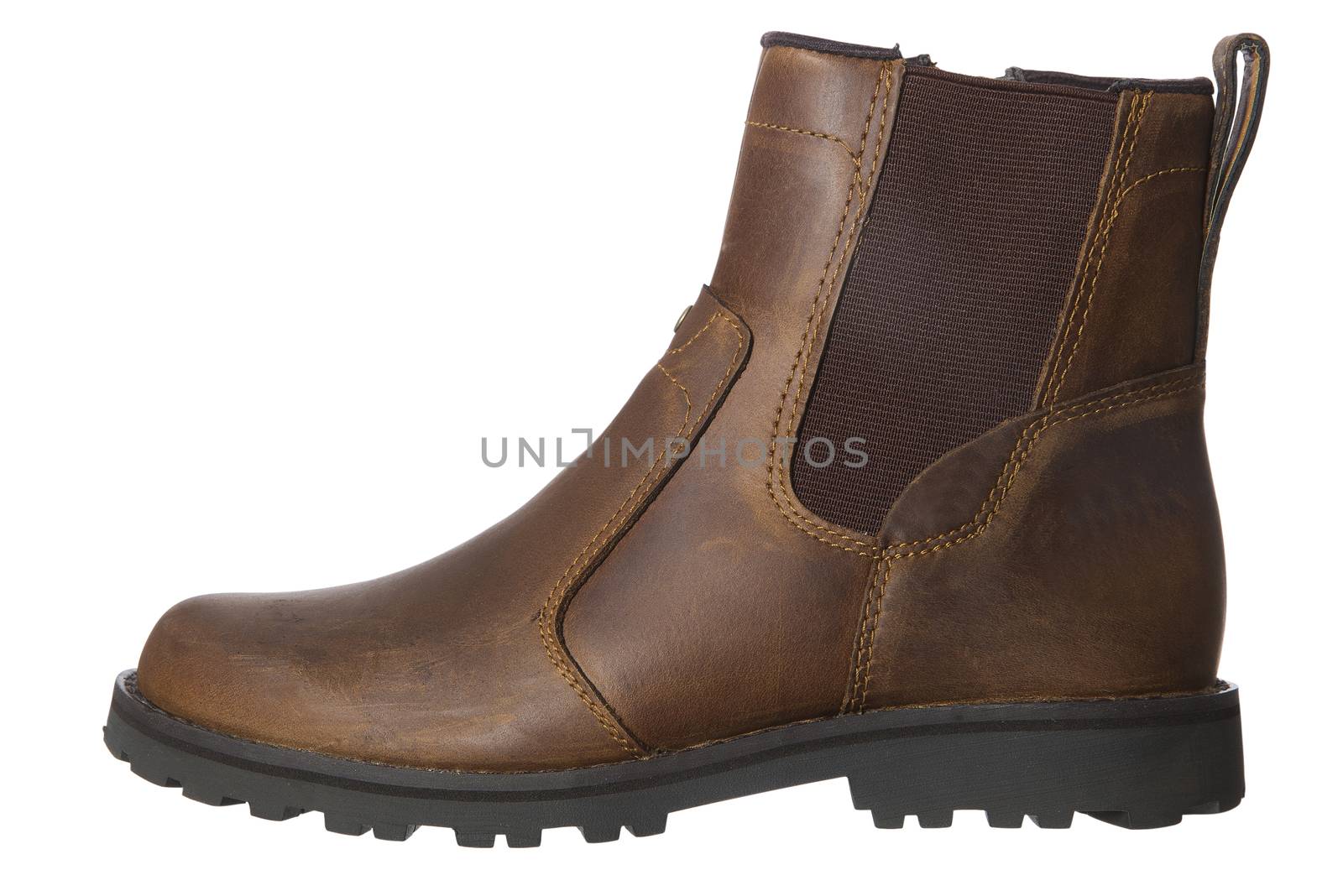 Brown boot isolated on white background