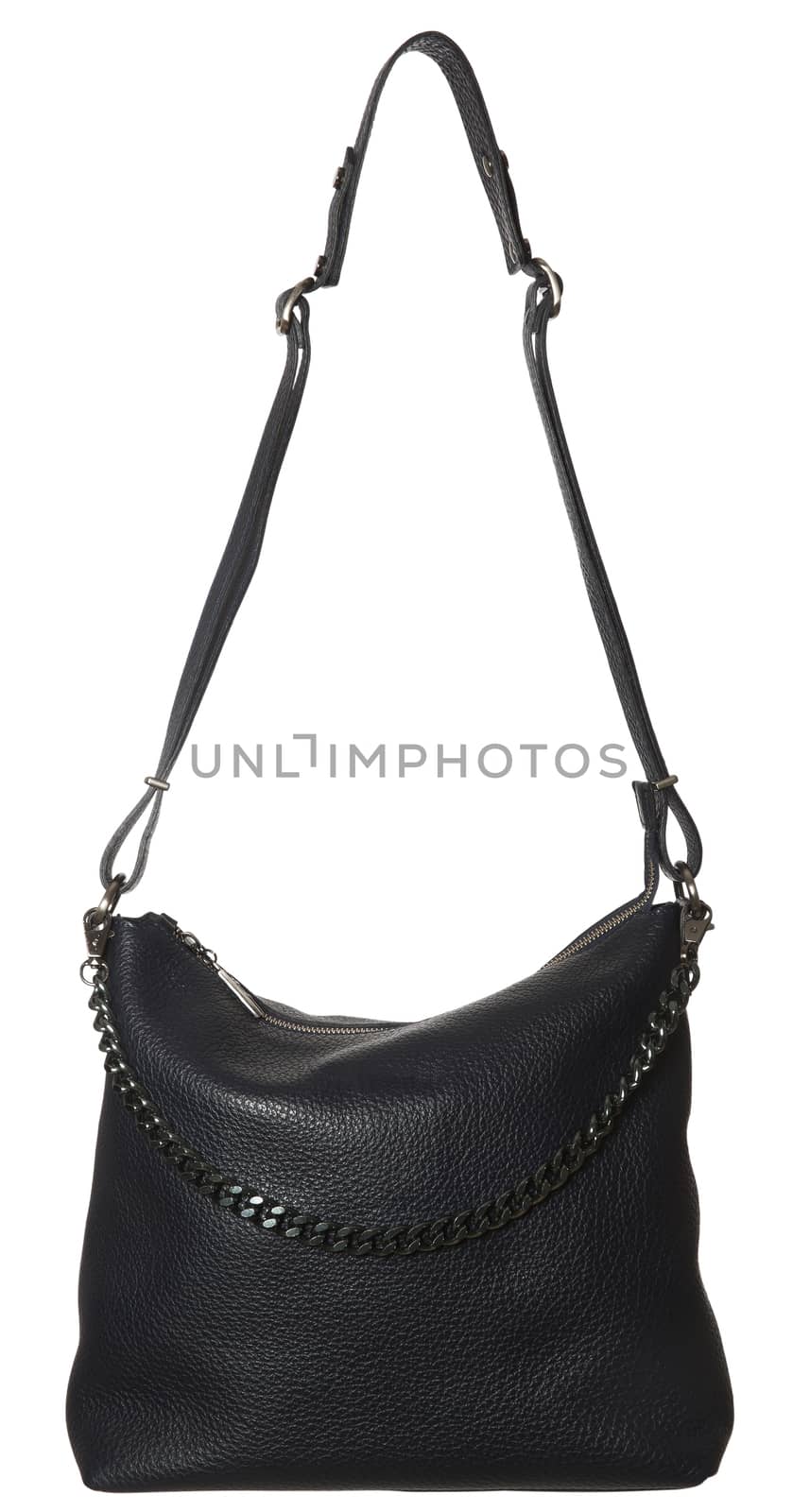 Black Leather Bag isolated on white background