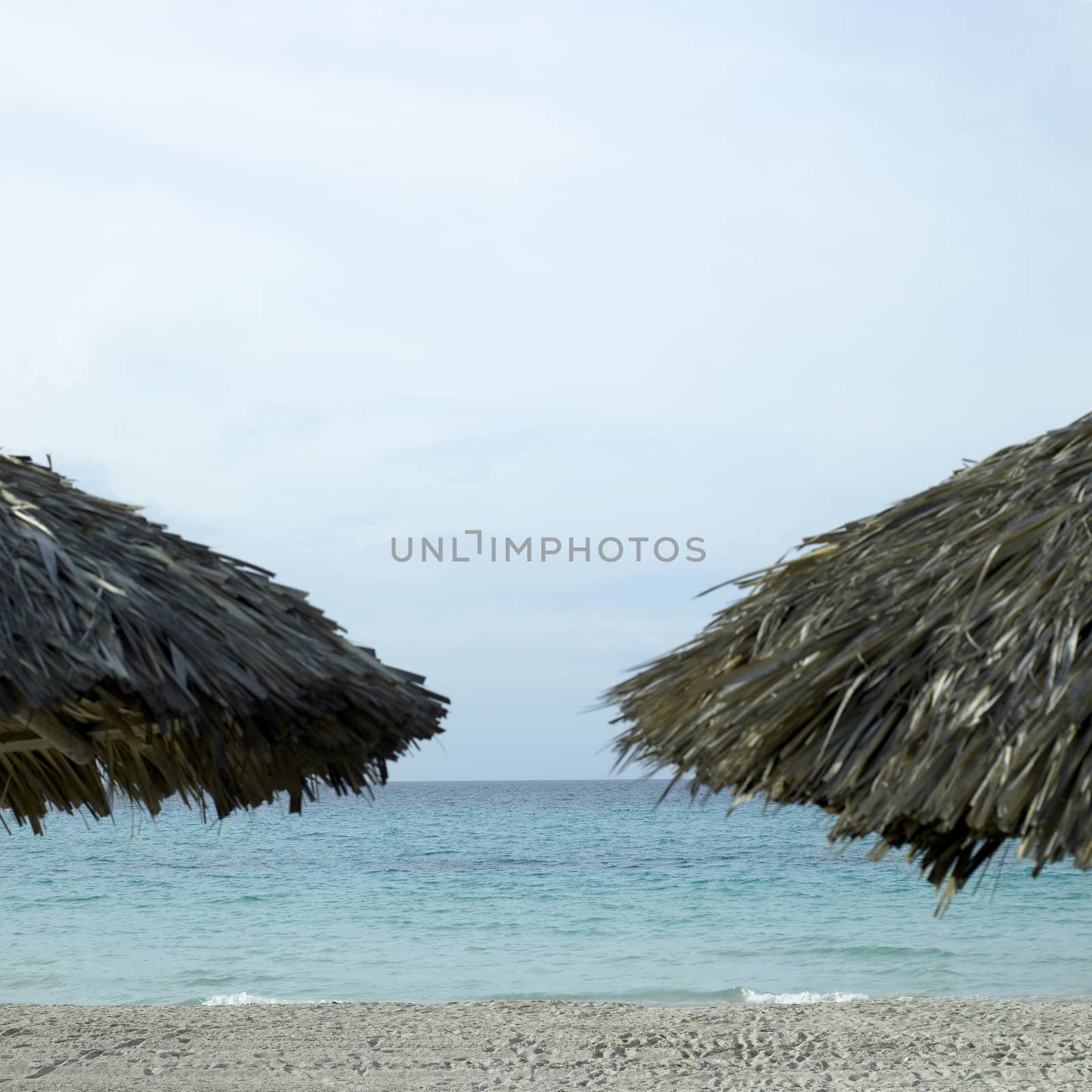 Palapas on the beach by mmm