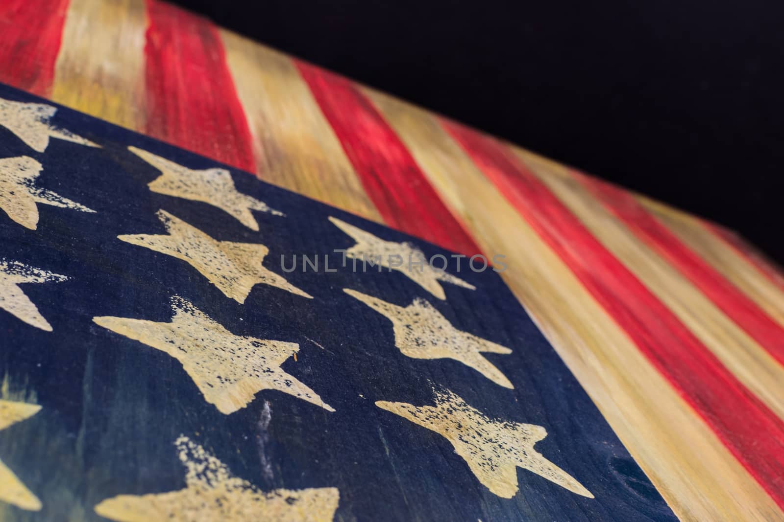 Flag of the old USA drawn on a wood table