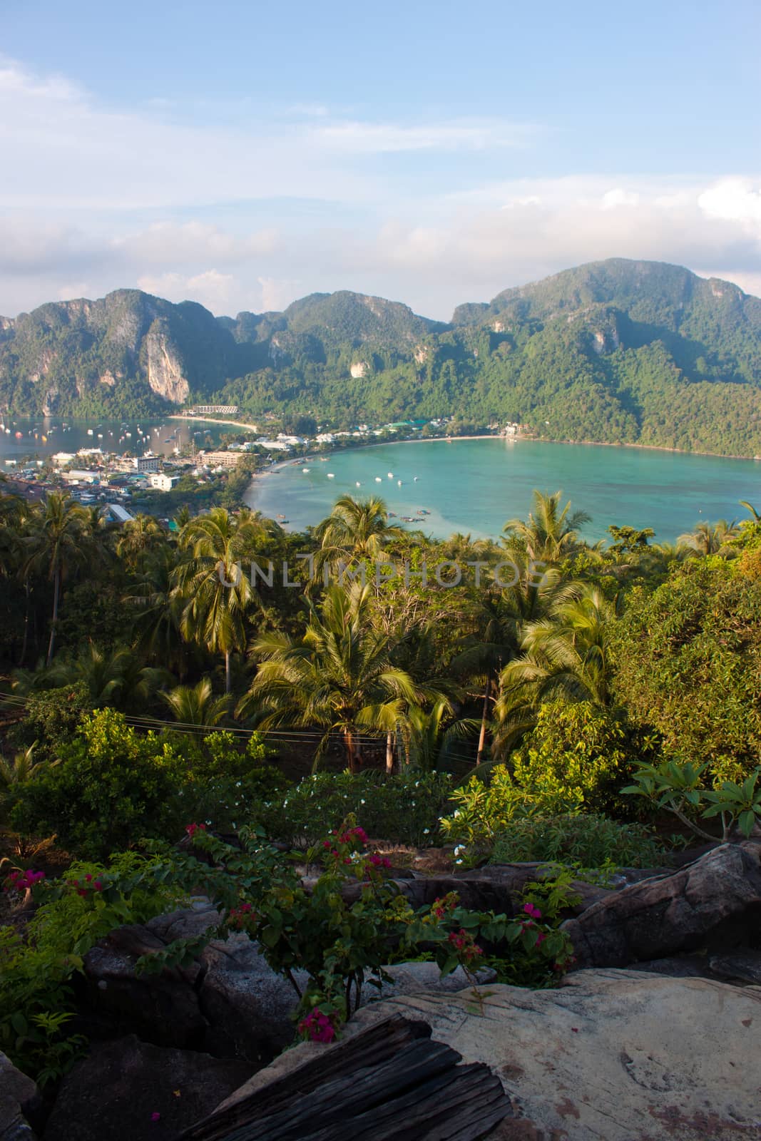 Viewpoint on island of Phi Phi Don south of Thailand