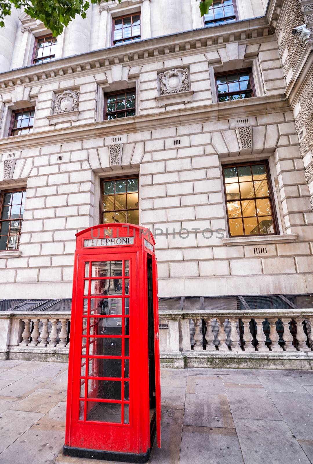 Red telephone booth, London.