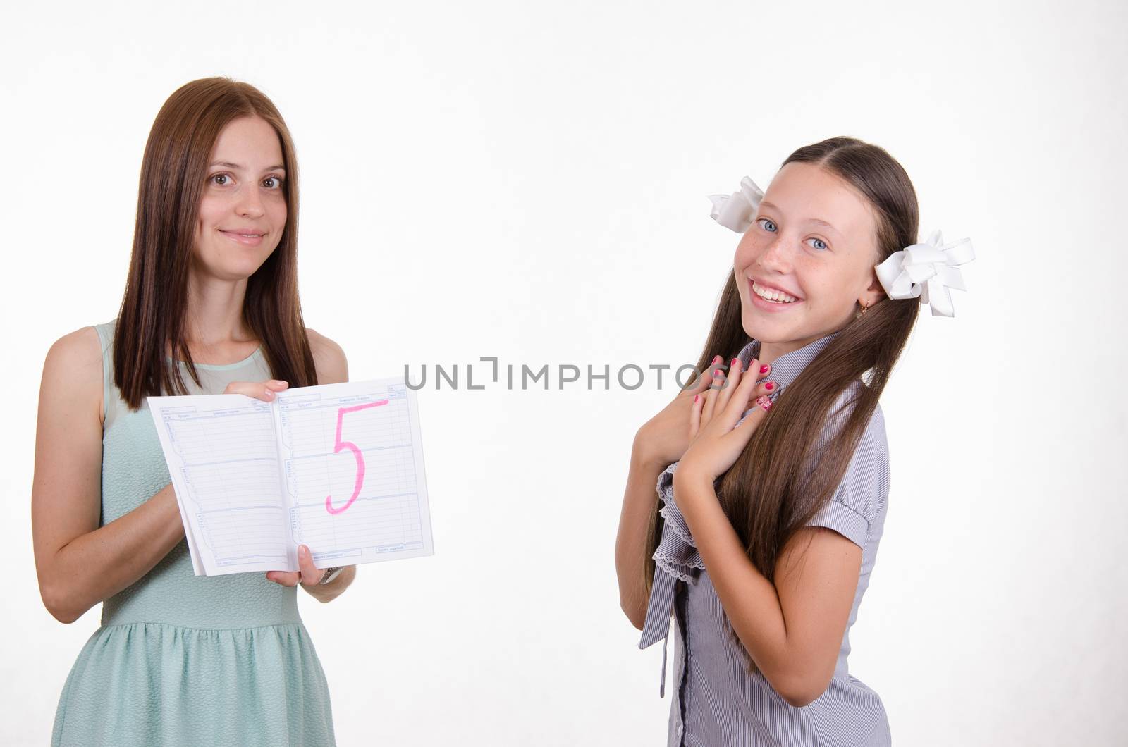 The teacher put five good a student