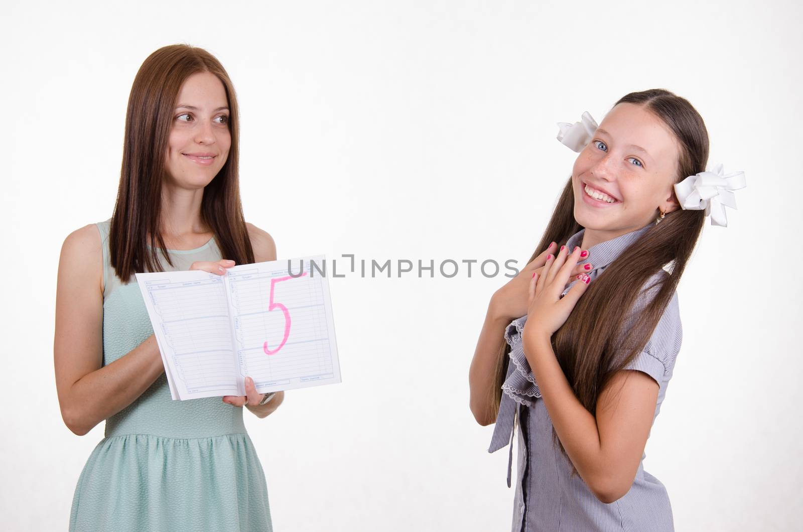 The teacher put five good a student