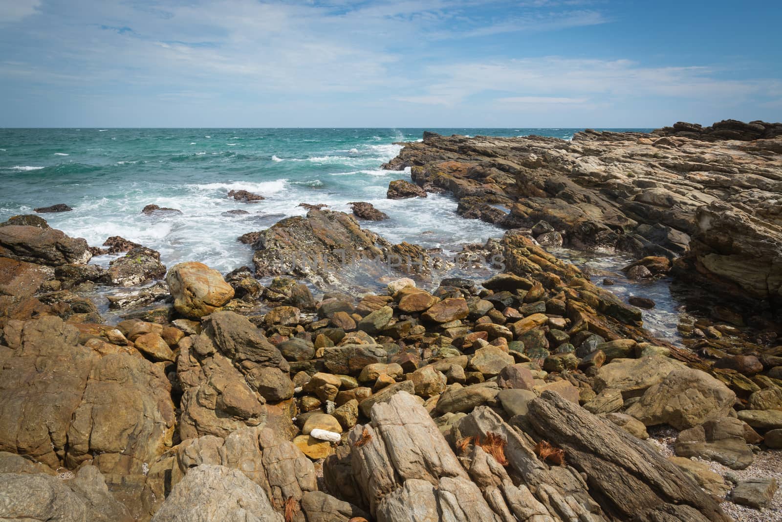 Rocky landscape at Rocky Point, Tangalle, Southern Province, Sri Lanka, Asia.