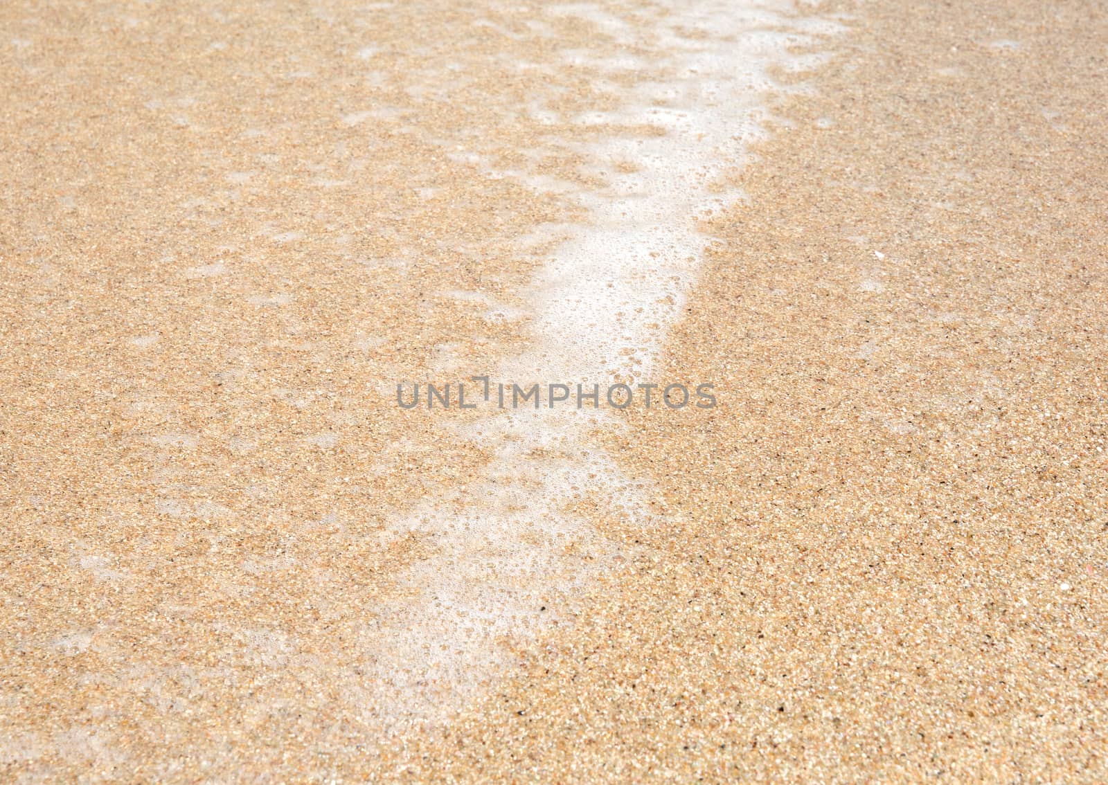 Sand and seafoam macro on tropical beach. Southern province, Sri Lanka, Asia.