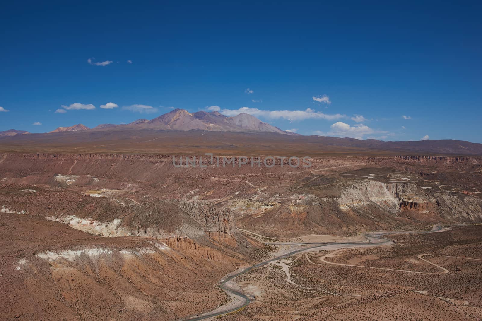 Canyon of the Rio Lluta running through the high altitude Altiplano of northern Chile close to Lauca National Park.