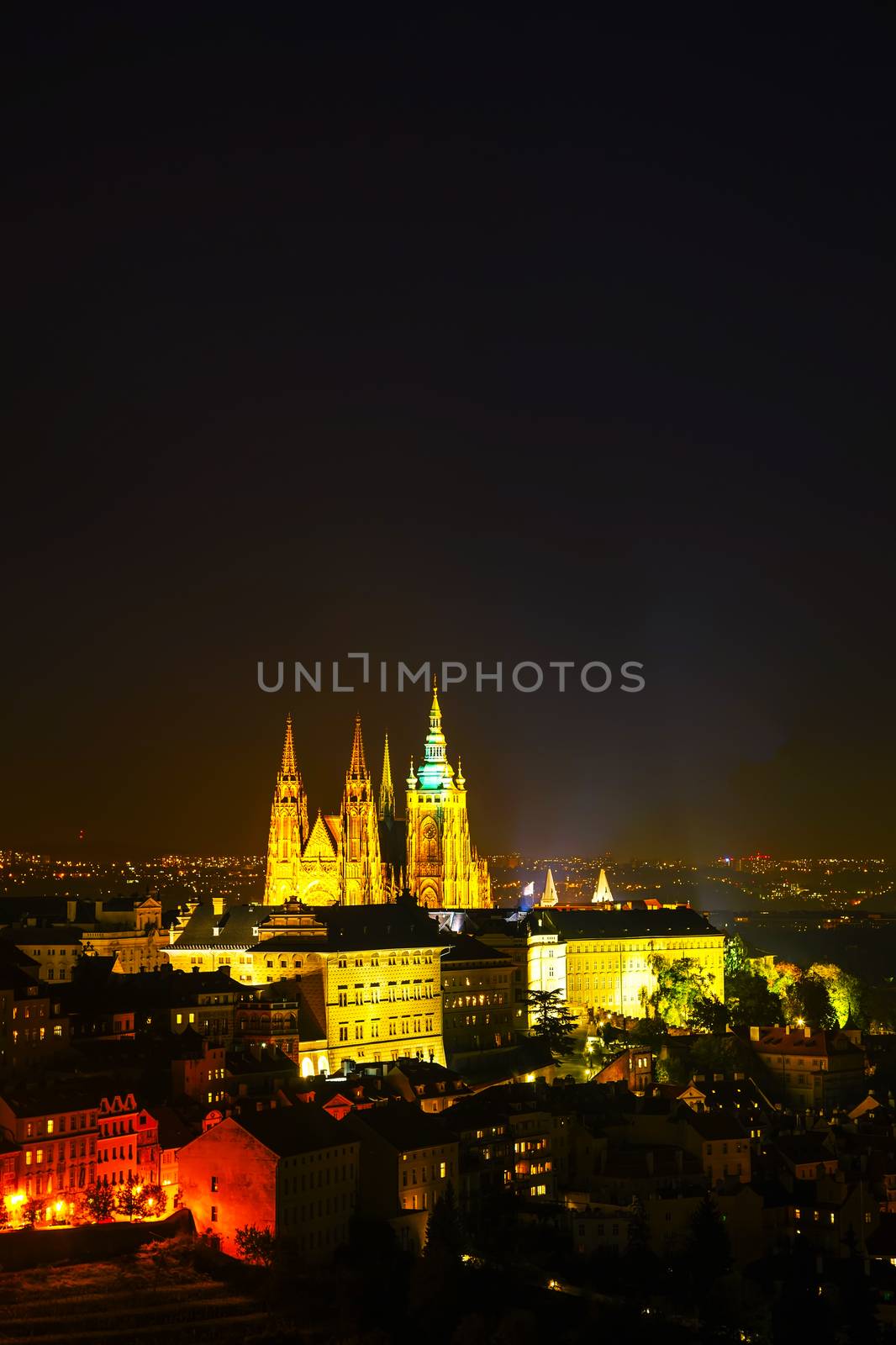 The Prague castle at the night time