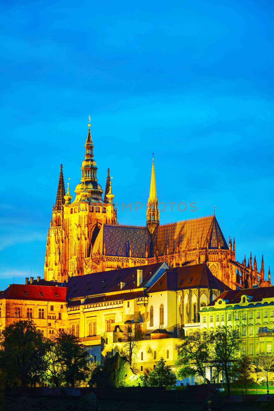 Old Prague cityscape at the night time