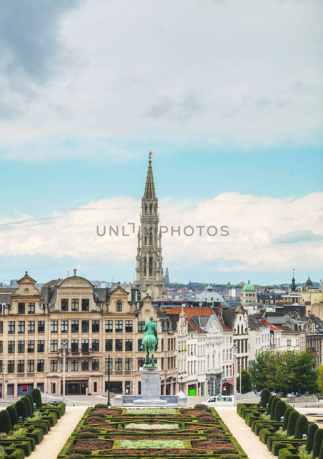 Overview of Brussels, Belgium on a cloudy day