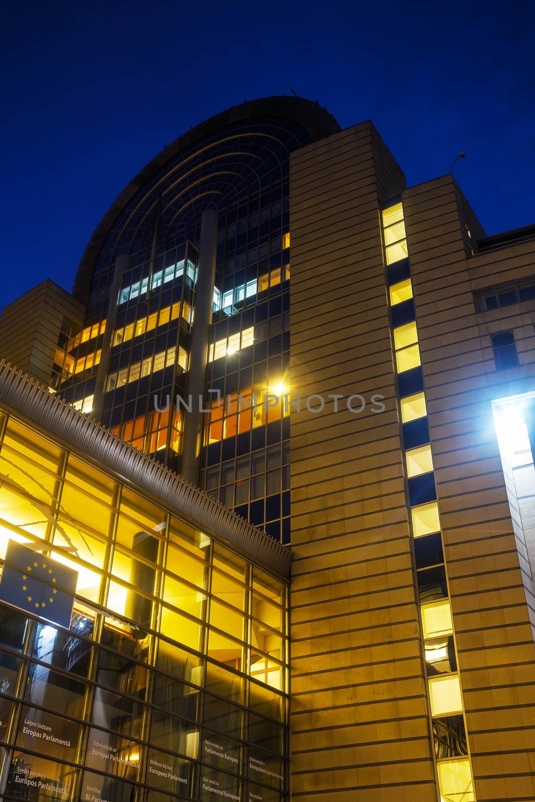 BRUSSELS - OCTOBER 7, 2014: European Parliament building on October 7, 2014 in Brussels, Belgium. The European Parliament is the directly elected parliamentary institution of the European Union (EU).