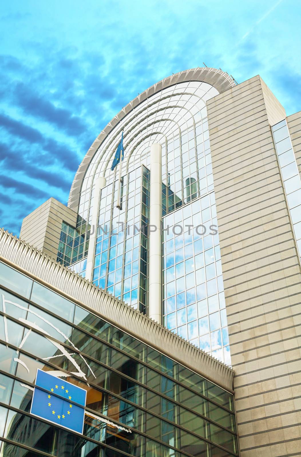 BRUSSELS - OCTOBER 7, 2014: European Parliament building on October 7, 2014 in Brussels, Belgium. The European Parliament is the directly elected parliamentary institution of the European Union (EU).