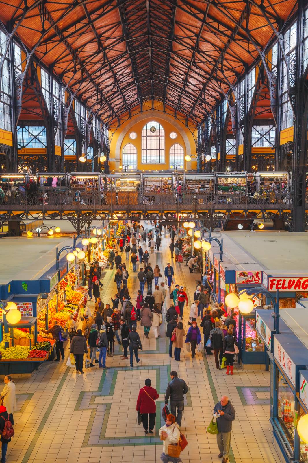 BUDAPEST - OCTOBER 22: The Great Market Hall in Budapest on October 22, 2014 in Budapest, Hungary. It's the largest and oldest indoor market in Budapest.