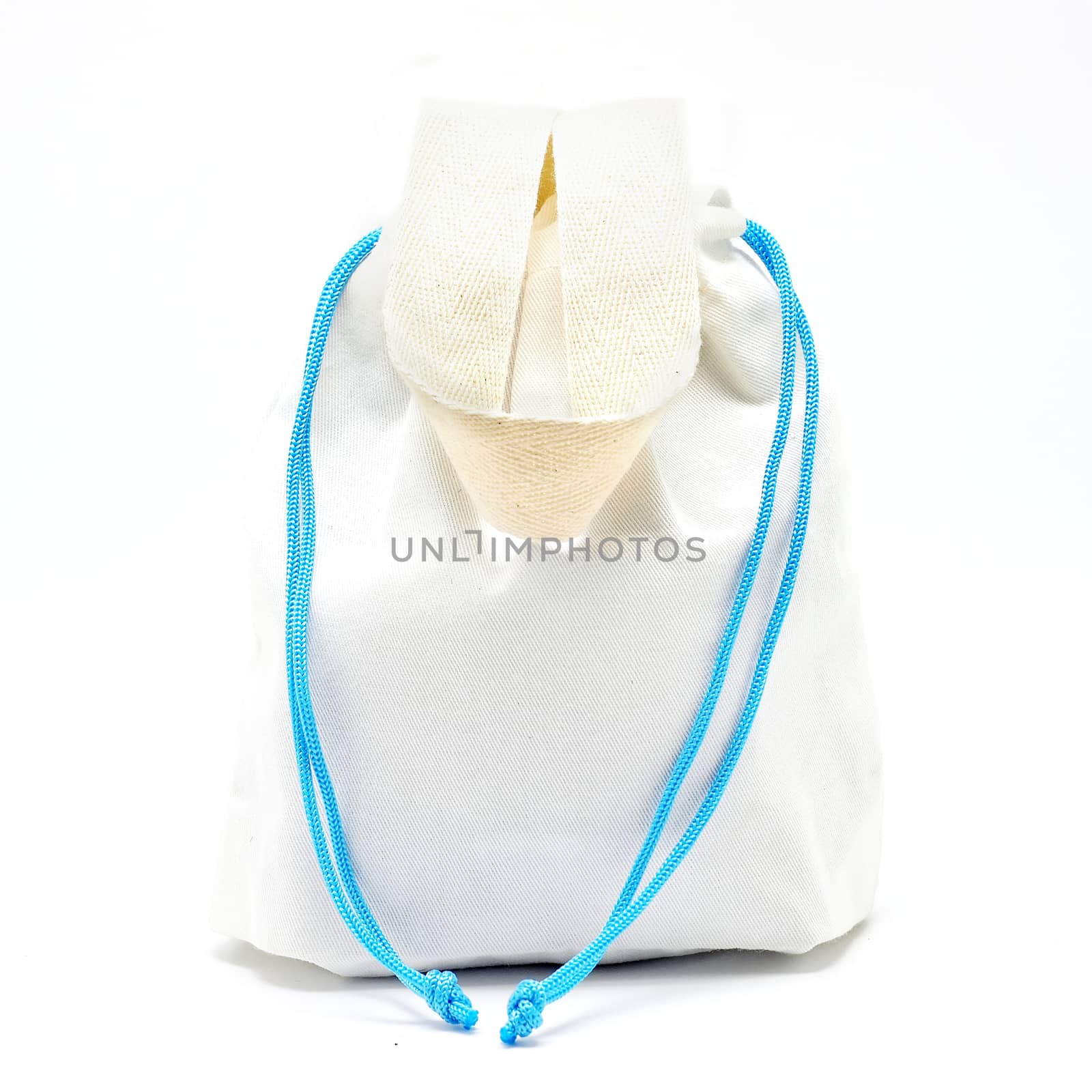 small fabric pouch isolated on white background 