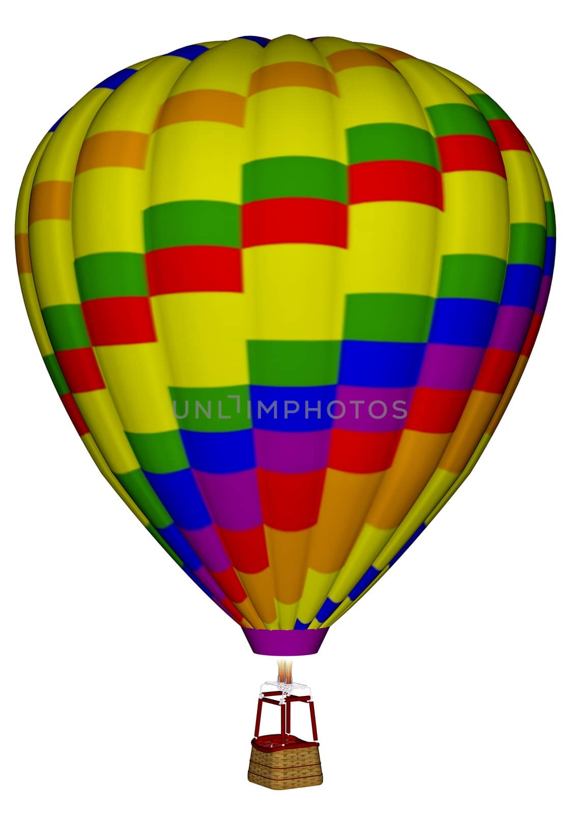 Colorful hot air balloon isolated in white background - 3D render