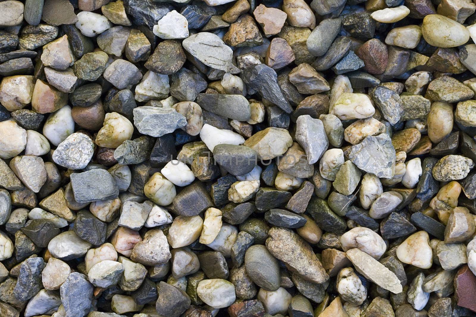 abstract background - a layer of wet small stones of different colors