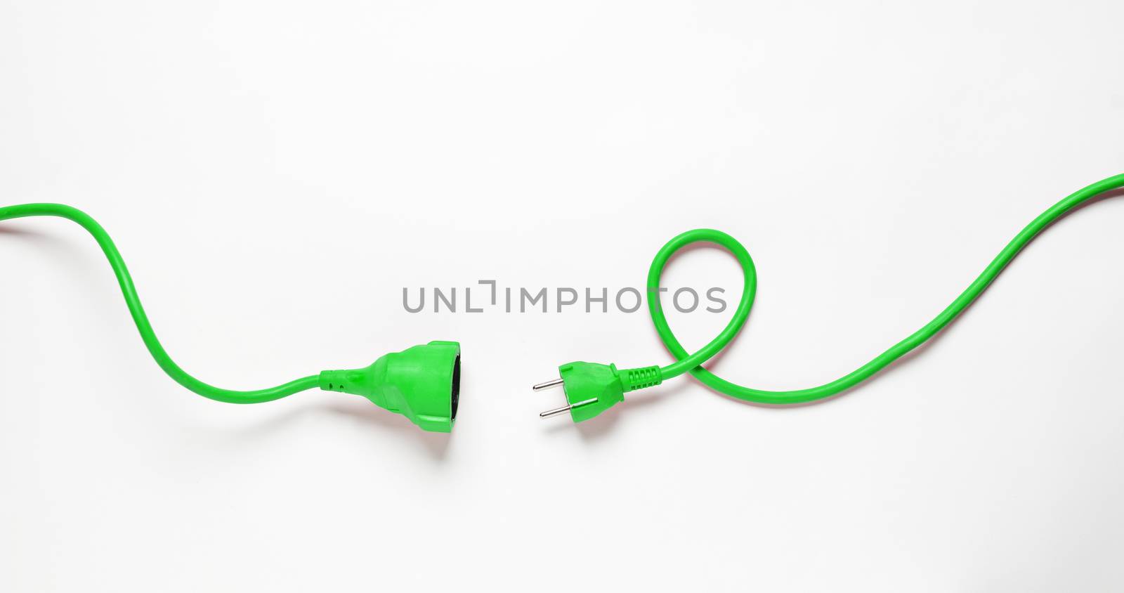 Green Power Cable isolated on white background
