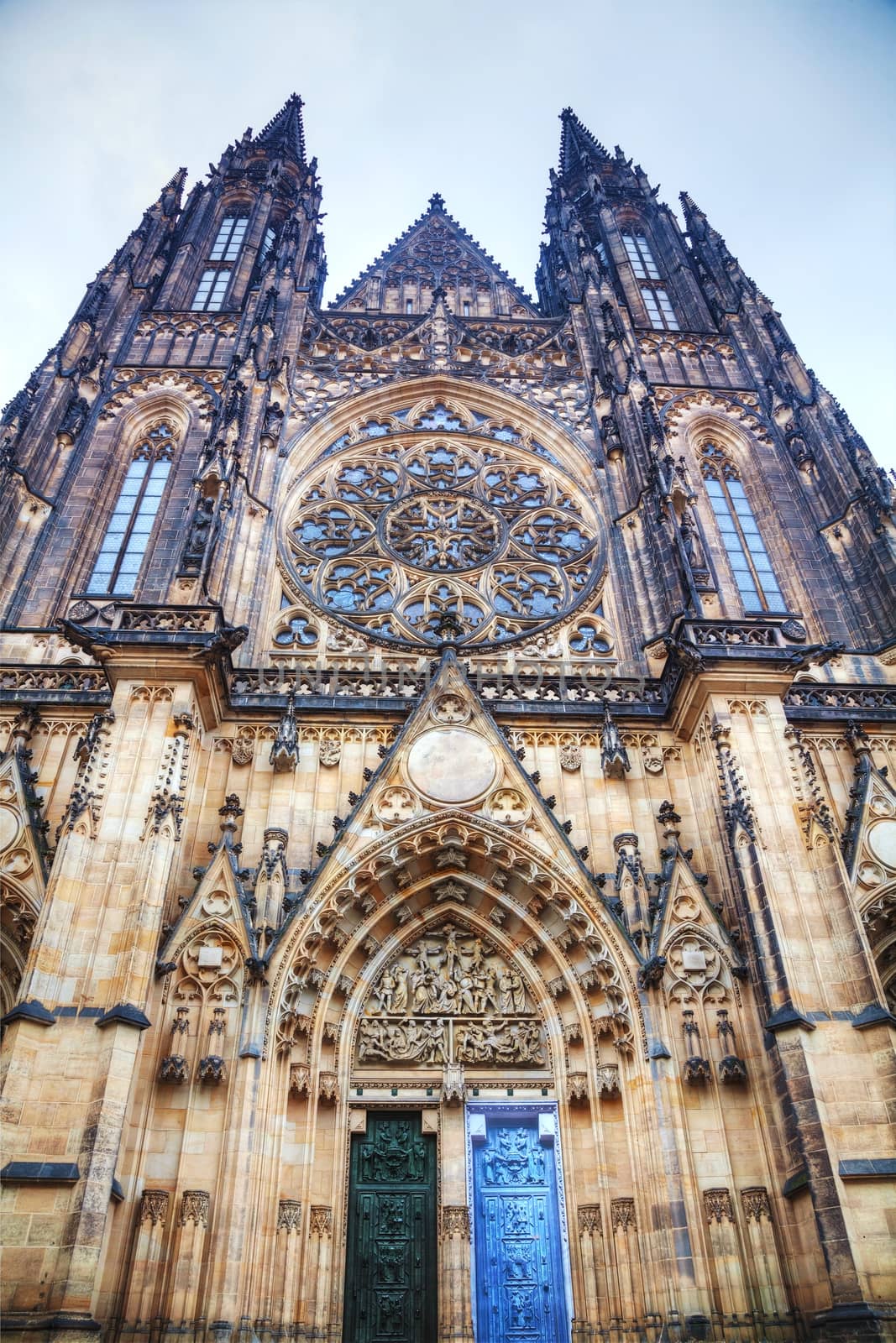 Saint Vitus cathedral close up in Prague