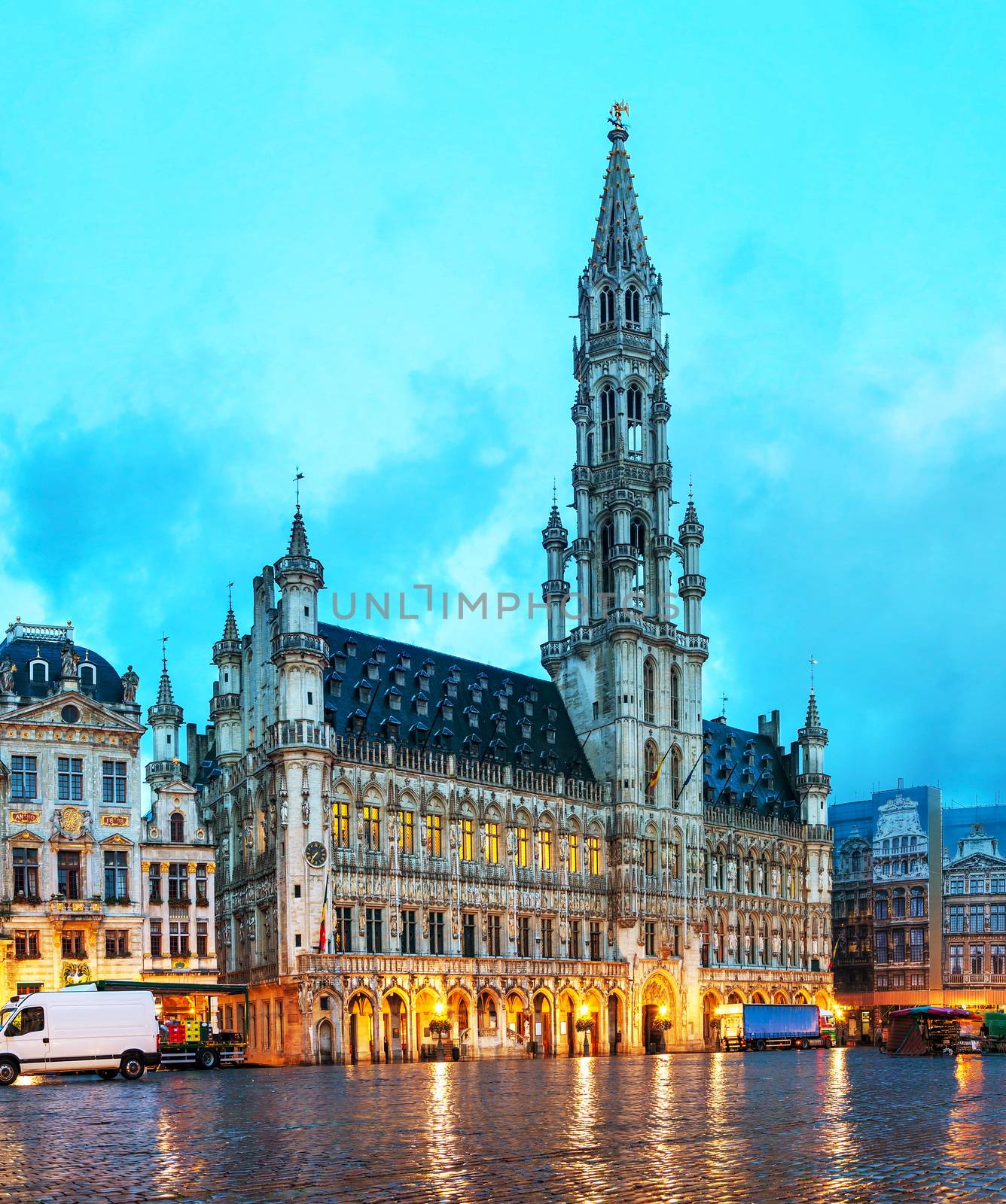 Grand Place with the City Hall in Brussels, Belgium