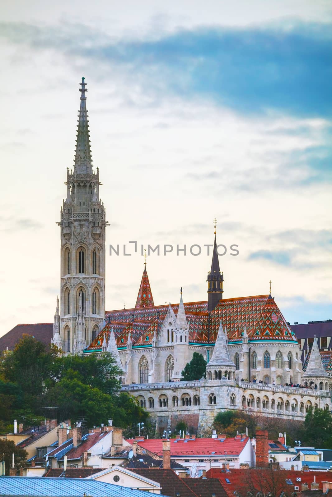 Matthias church in Budapest, Hungary in the evening