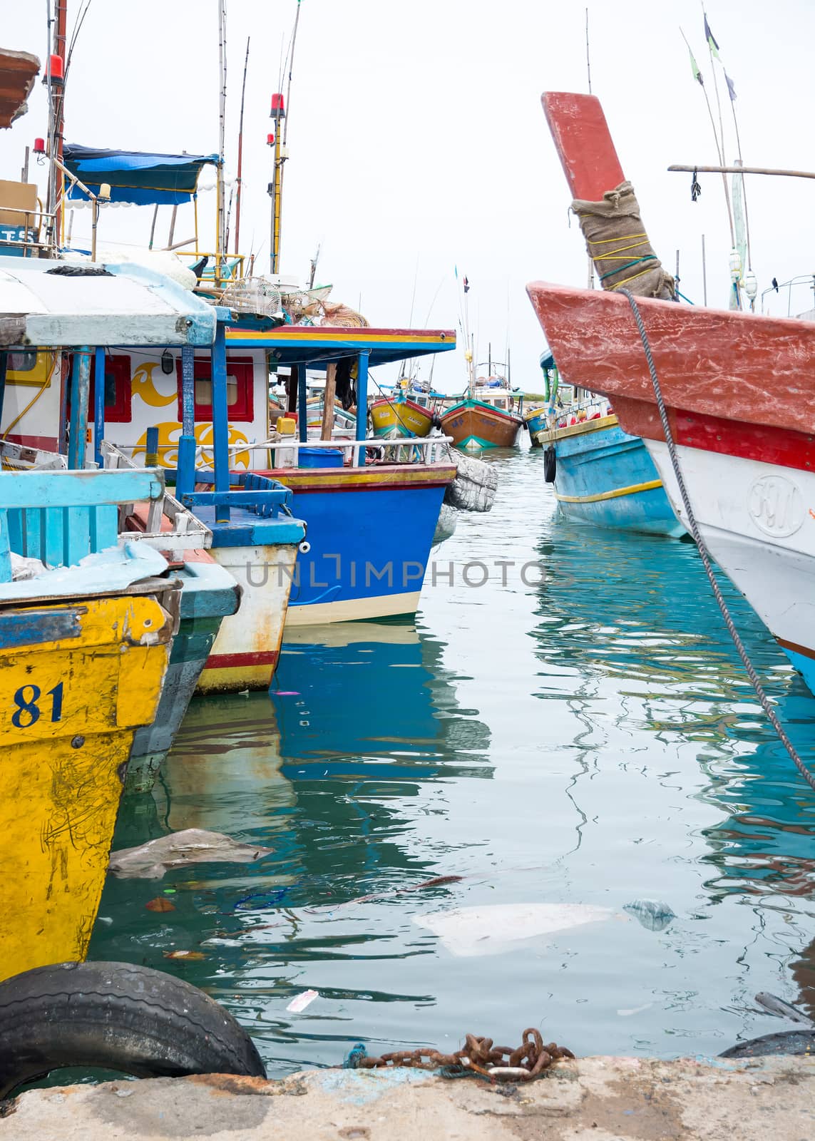 Fishing boats in Tangalle port by ArtesiaWells