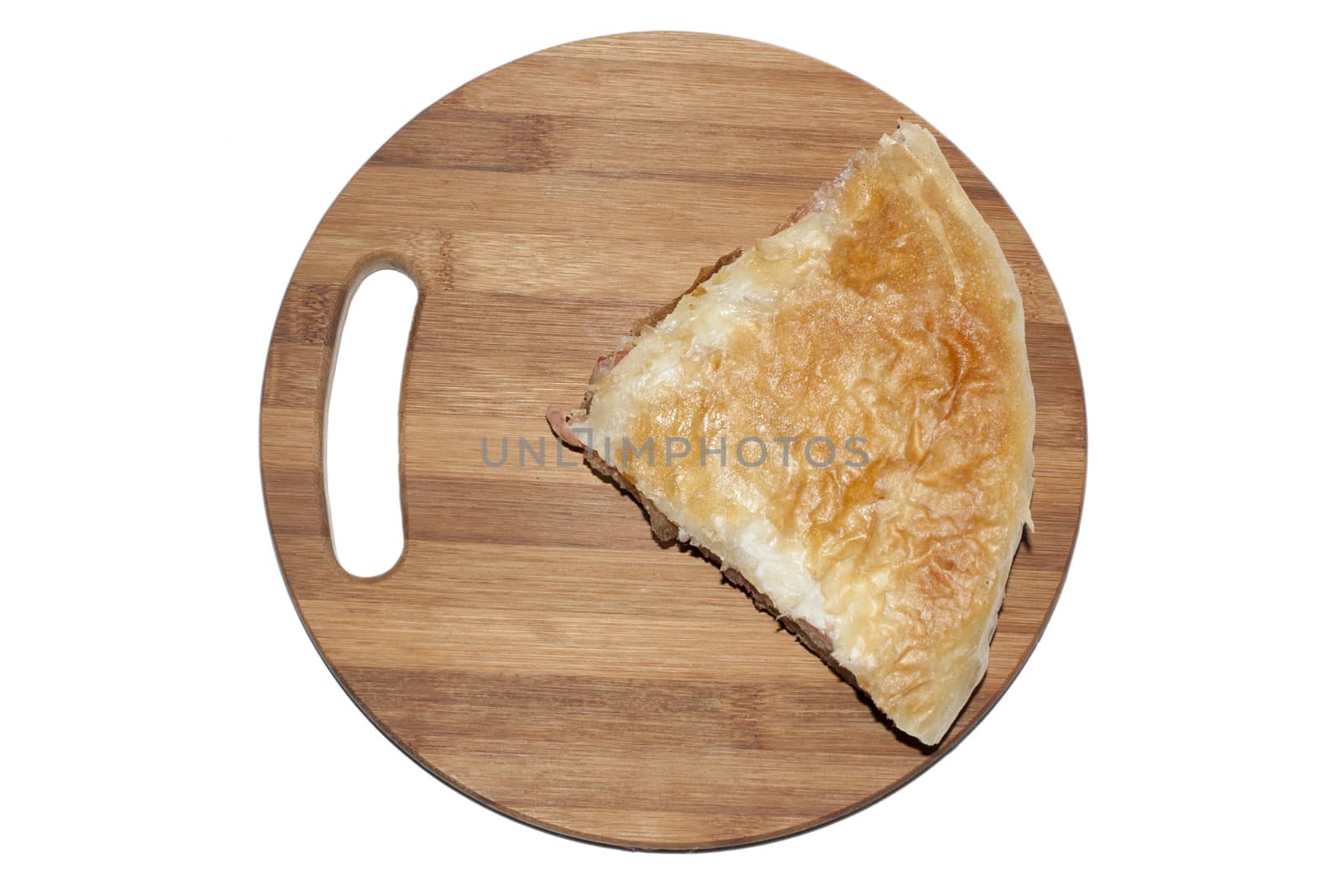 Balkan pie burek on the wooden board by zlajaphoto
